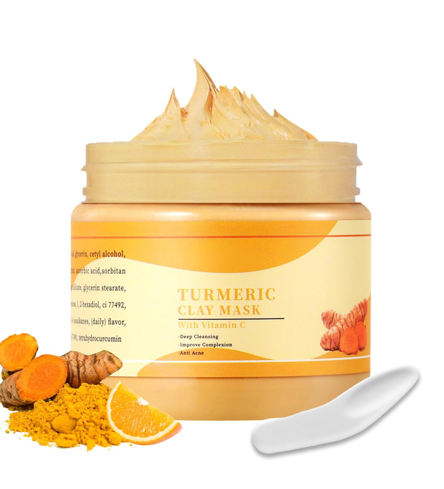Turmeric Clay Mask with Vitamin C - Dark Spot Remover for Face - Face Masks Skin Care to Deeply Cleansing - Reducing Acne Lighten Skin Tone - Moisturizing Clay Mask for Controlling Oil & Refining Pore - Buy Online on GoSupps.com