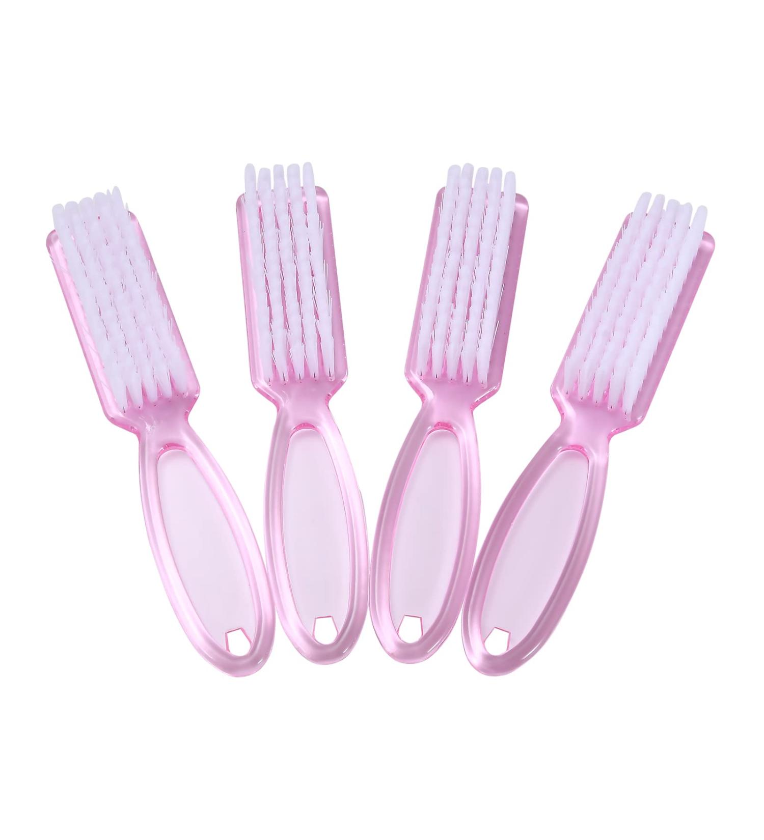 Yebeauty Nail Brush Fingernail Cleaner 4 Pack - Hand and Toe Scrubbing Brush for Pedicure - Clear Pink Plastic Nail Scrubber - Buy Online on GoSupps.com