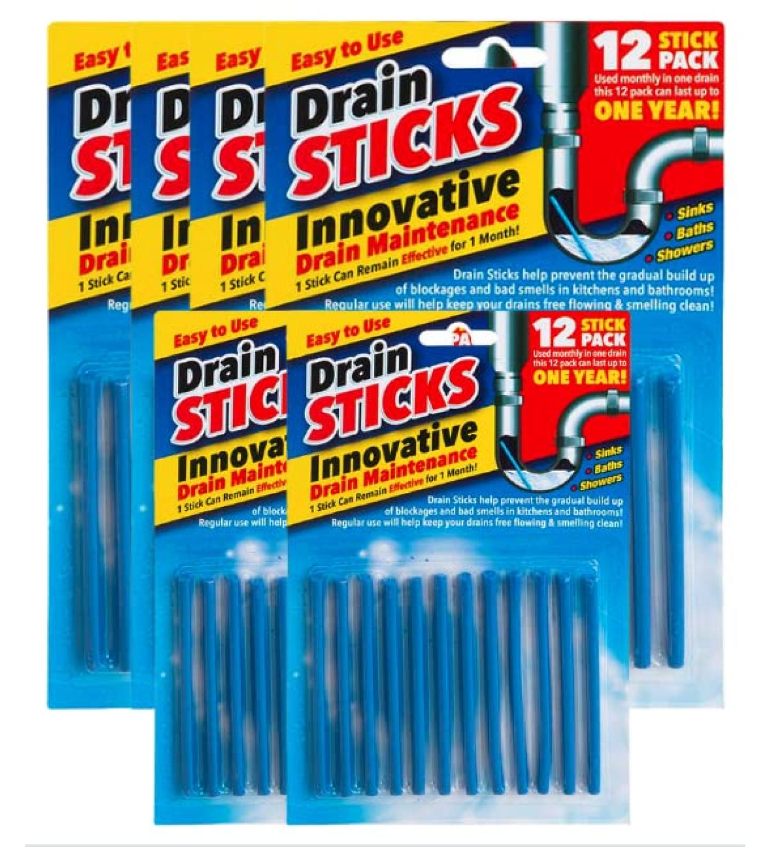 Drain Sticks x72 Easy to Use Fast & Effective Drain Cleaning Sticks for Sinks Baths & Showers - Prevents Build Up Blockages & Bad Smells in Kitchens & Bathrooms - Buy Online on GoSupps.com