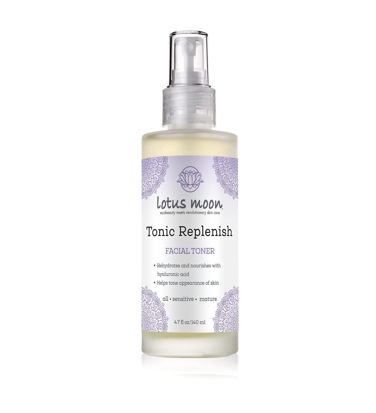 Lotus Moon - Tonic Replenish Facial Toner with Hyaluronic Acid + Orange Blossom Water | Plant-Based Clean Cruelty-Free Functional Skincare (4.7 fl oz | 140 ml)