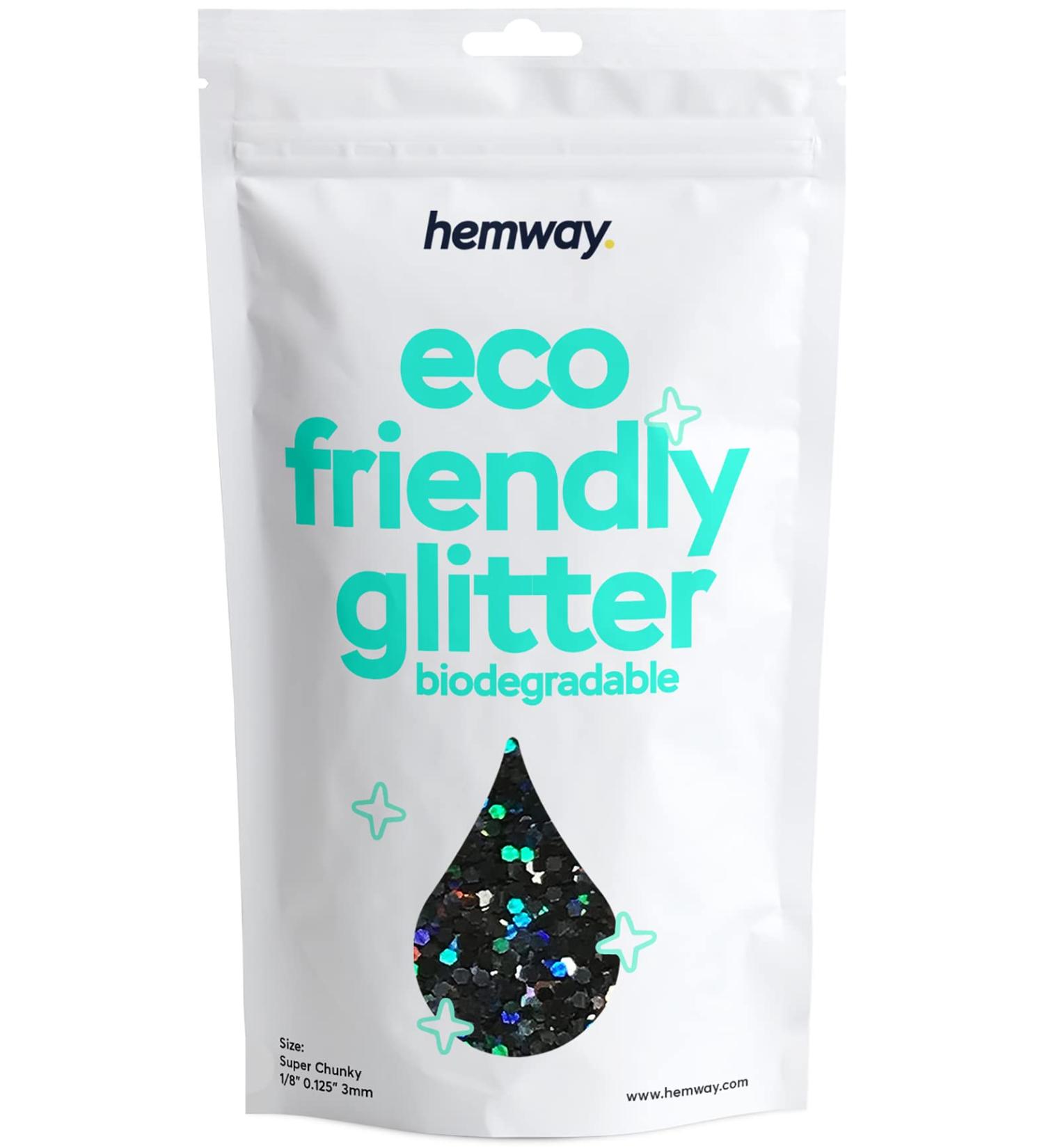 Hemway Eco-Friendly Biodegradable Glitter 100g Vegan Cosmetic Safe Black Holographic Sparkle for Face Eyes Body Hair & Nails Perfect for Festivals - Buy Online on GoSupps.com