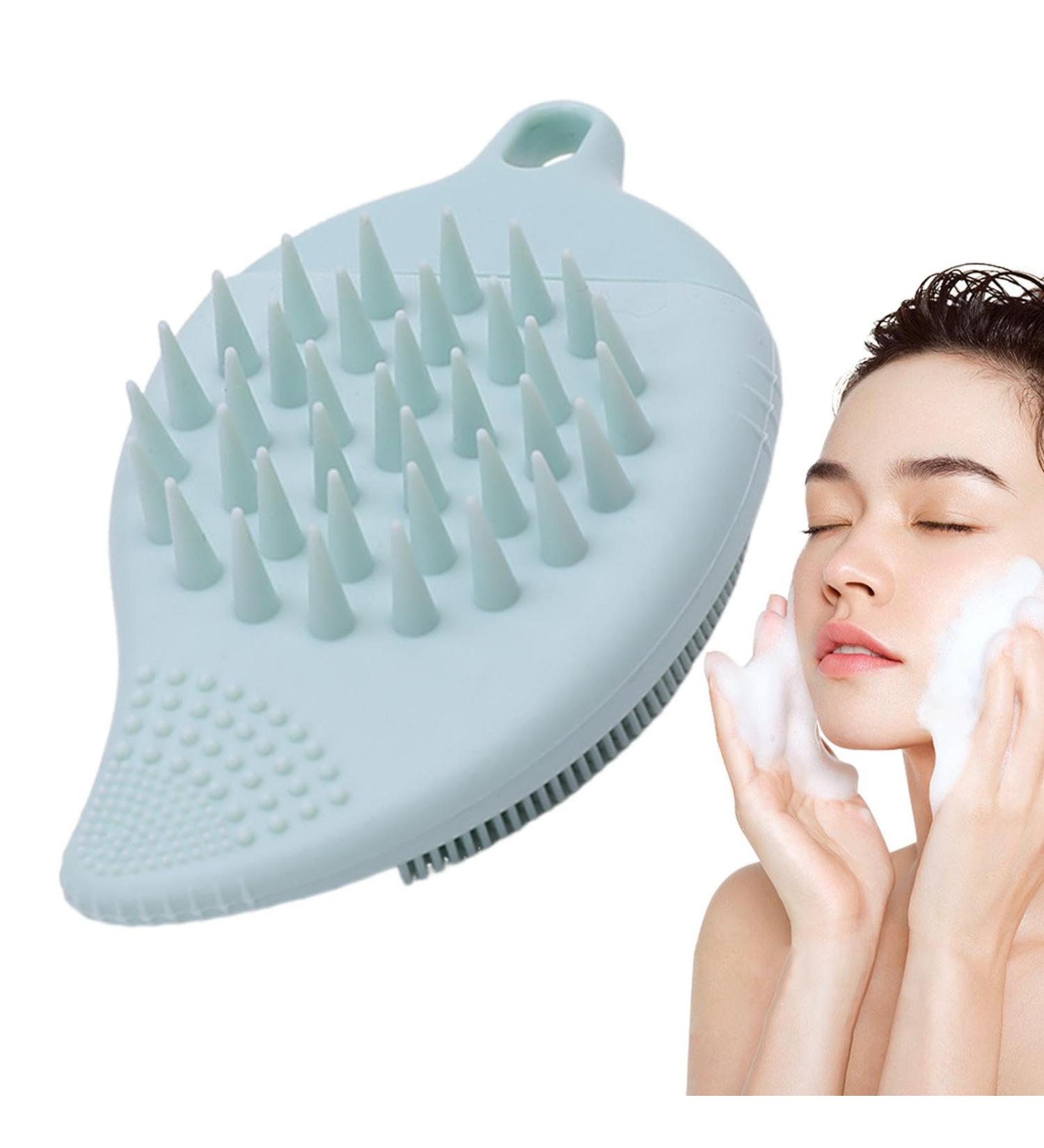 Facial Scrubber | Double Side Soft Silicone Facial Cleansing Brush | Manual Hair Scrub for Women and Men Skin Care Face Brushes for Sensitive Dry Skin Gray Green - Buy Online on GoSupps.com