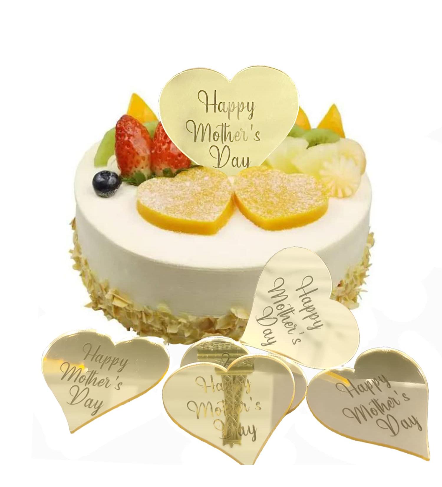 10pcs Happy Mother's Day Cake Topper Gold Acrylic Cupcake Decorating for Mother's Day Party Cake Decoration - Buy Online on GoSupps.com
