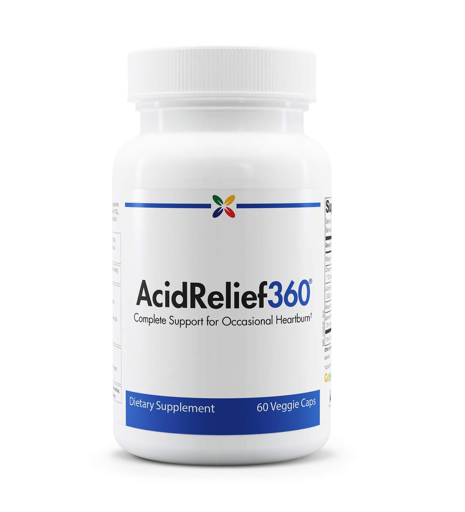 Stop Aging Now AcidRelief360 Formula with GutGard - 60 Veggie Caps - Occasional Heartburn Support - Buy Online on GoSupps.com