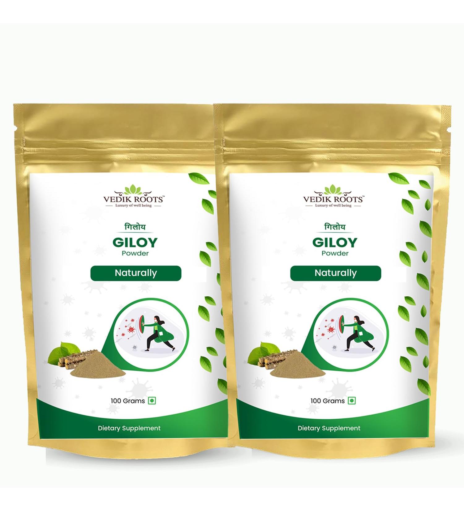 Giloy Powder - 100% Pure Extract - Strengthens Immunity and Fights Illnesses 100Gm (Pack of 3) 3.51 Ounce (Pack of 3) - Buy Online on GoSupps.com