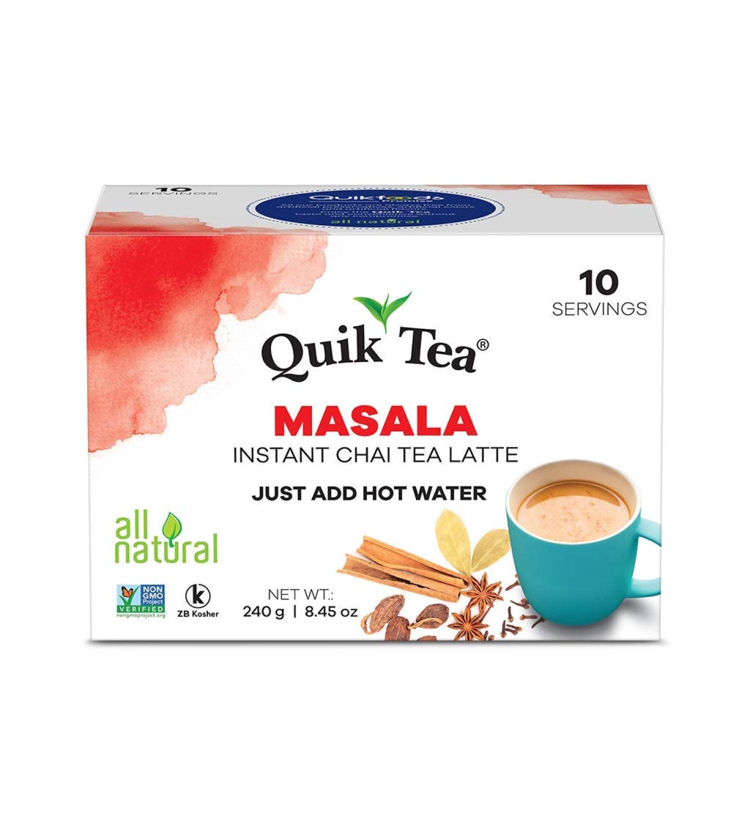 QuikTea Masala Chai Tea Latte - 10 Count - Authentic All Natural Blend - Buy Online on GoSupps.com