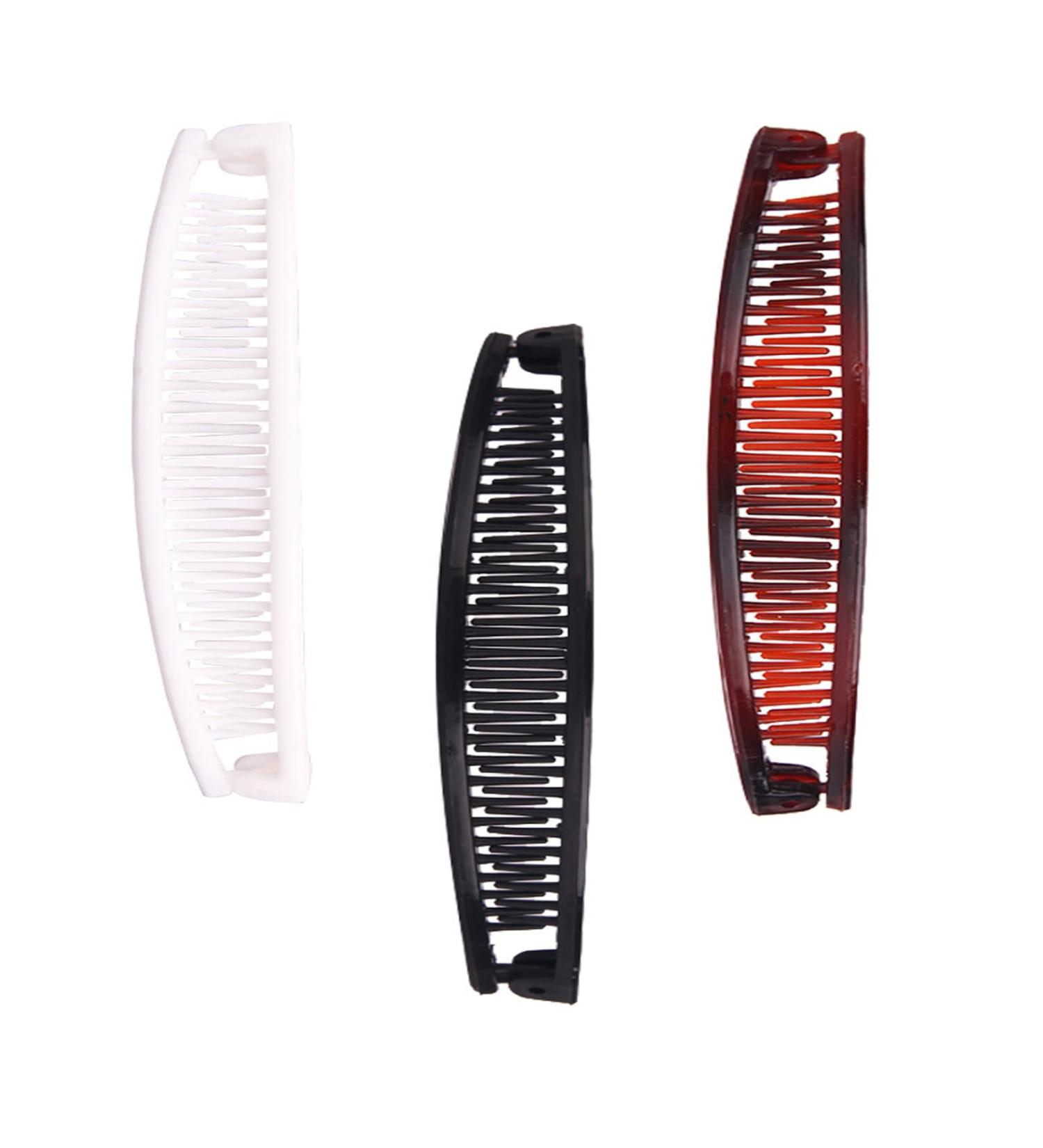 3pcs Banana Hair Clip Set - Vintage Female Hair Accessories in White, Black, Brown | Banana Barrettes for Girls with Thick Hair - Beauty Fashion Comb Tool - Buy Online on GoSupps.com