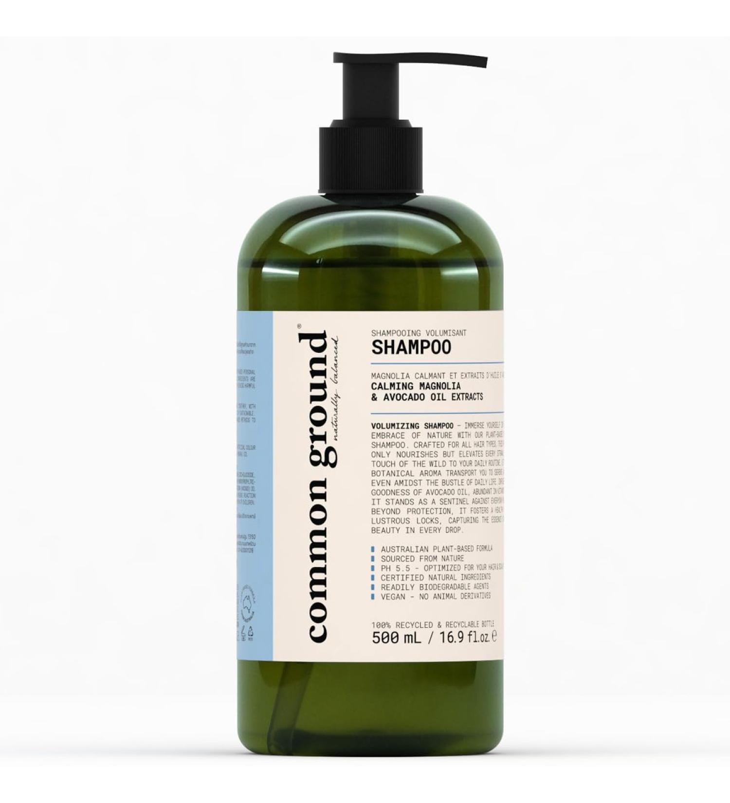 COMMON GROUND Volumizing Natural Shampoo - Paraben & Cruelty Free Organic & Vegan Avocado Oil pH5.5 Color Safe for Healthy Scalp & Shine - 16.9 Fl Oz - Buy Online on GoSupps.com