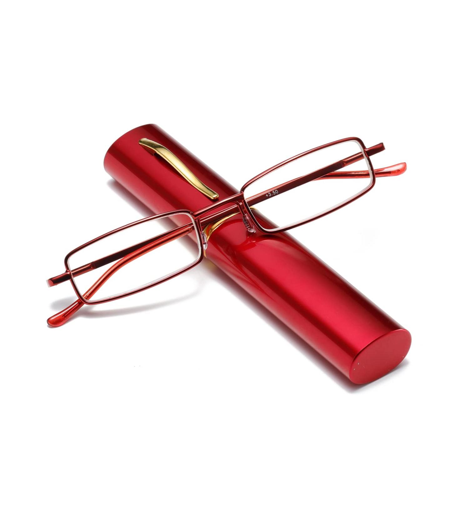 Hubeye Portable Metal Reading Glasses - Flexible Light Vision Classic Unisex Design 2.50 Dioptria Includes Etui - Lightweight & Stylish - Buy Online on GoSupps.com