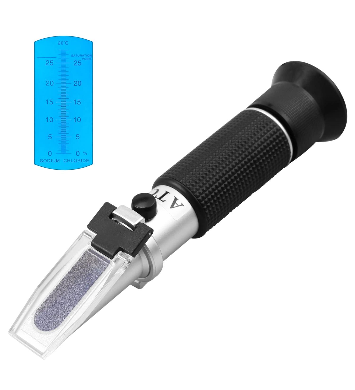 Autoutlet Salt Content Refractometer | 0-28% ATC Salinity Tester for Seafood Soy Sauce & More - Buy Online on GoSupps.com