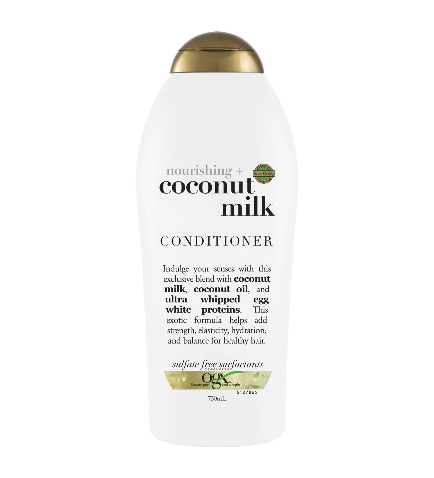 OGX Nourishing Coconut Milk Conditioner - 25.4 fl oz | Coconut Oil, Egg White Protein | Paraben & Sulfate-Free for Strong, Healthy Hair - Buy Online on GoSupps.com