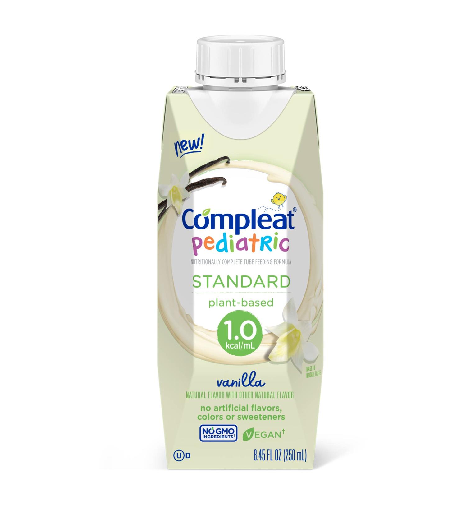 Compleat Pediatric Standard 1.0 Plant-Based Tube Feeding Formula - Vanilla 24 x 8.45 fl oz Carton | No Artificial Flavors, Colors, or Sweeteners - Buy Online on GoSupps.com