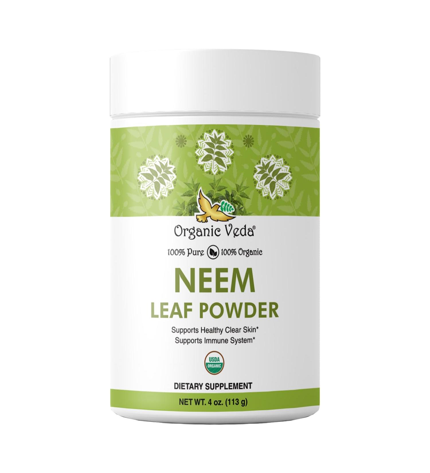Organic Veda Neem Leaf Powder - Gentle Dried Organic Neem Leaves Powder - Herbal Supplement for Skin Gut Cleanse & Immune Support - Non-GMO Gluten-Free Vegan 4 oz - Buy Online on GoSupps.com