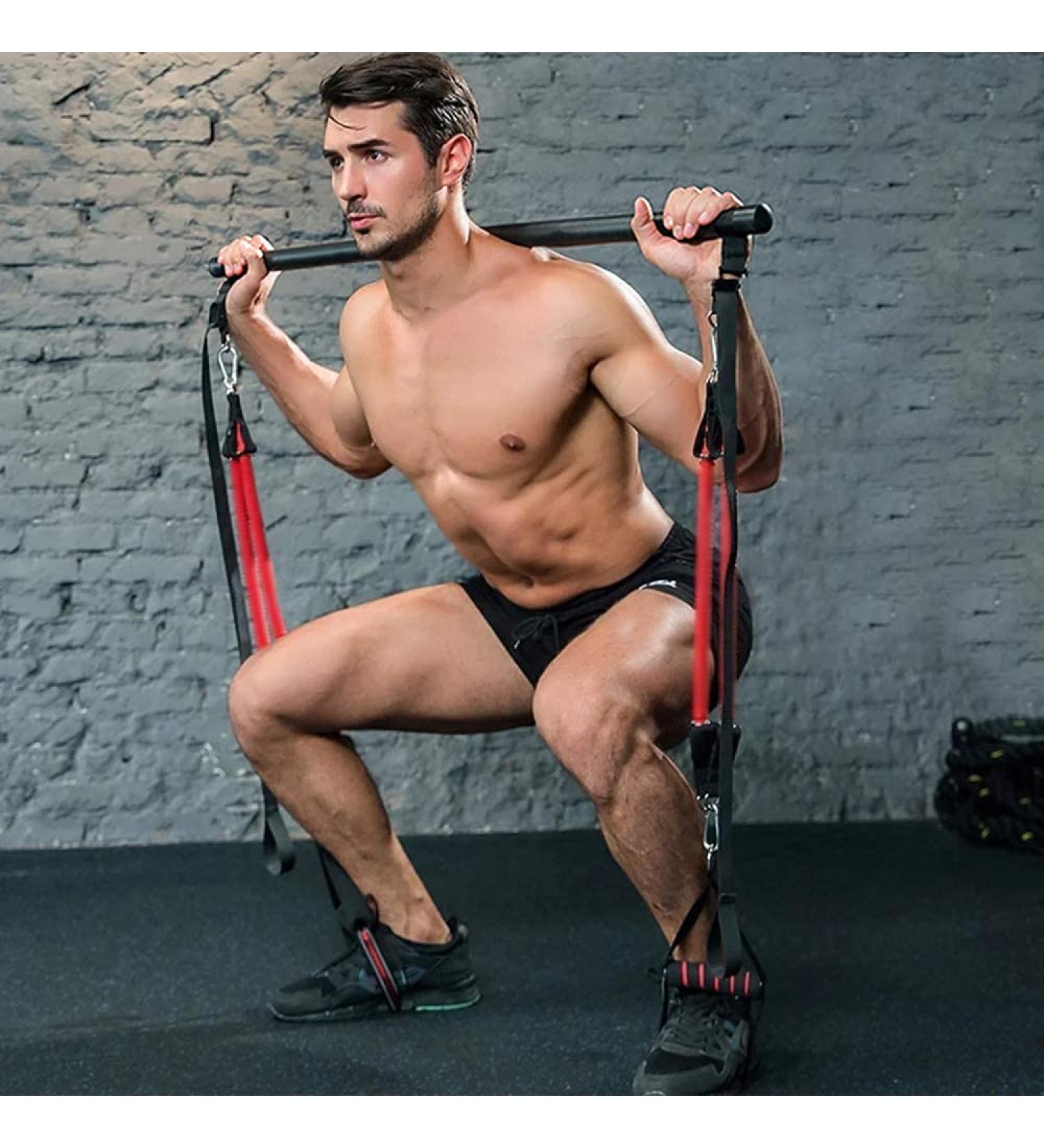 Buy Professional Pilates Bar Kit - 6 Resistance Tapes Foot Loop for Yoga & Strength Training | 180 lbs Capacity - Buy Online on GoSupps.com