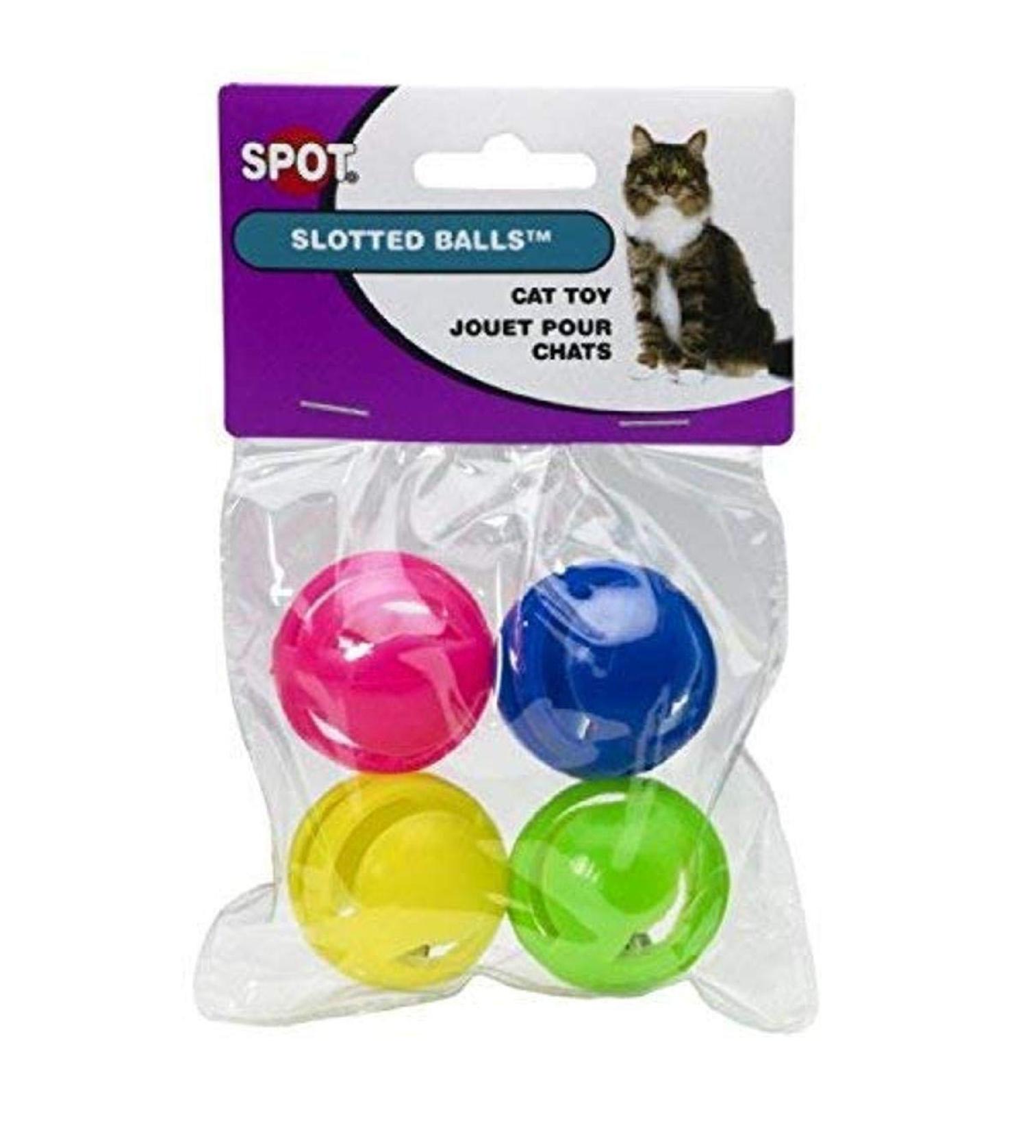 Ethical Slotted Balls Cat Toy 4-Pack - Pink, Blue, Green, Yellow - Buy Online on GoSupps.com