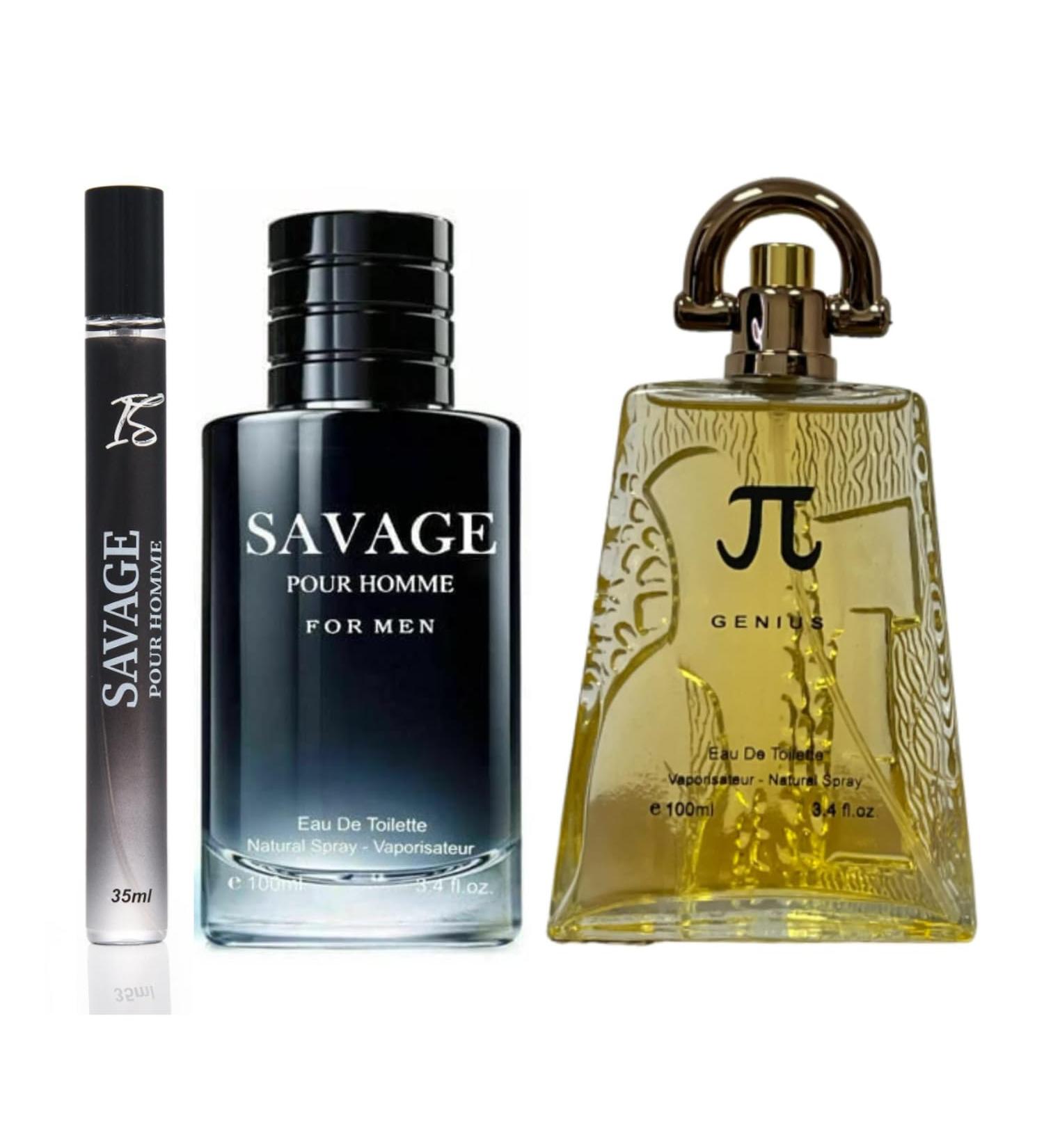 Savage Cologne for Men + PI by Genius Cologne for Men Eau De Toilette Spray 3.4 Fl Oz each (Pack of 3) - Clashoky - Buy Online on GoSupps.com