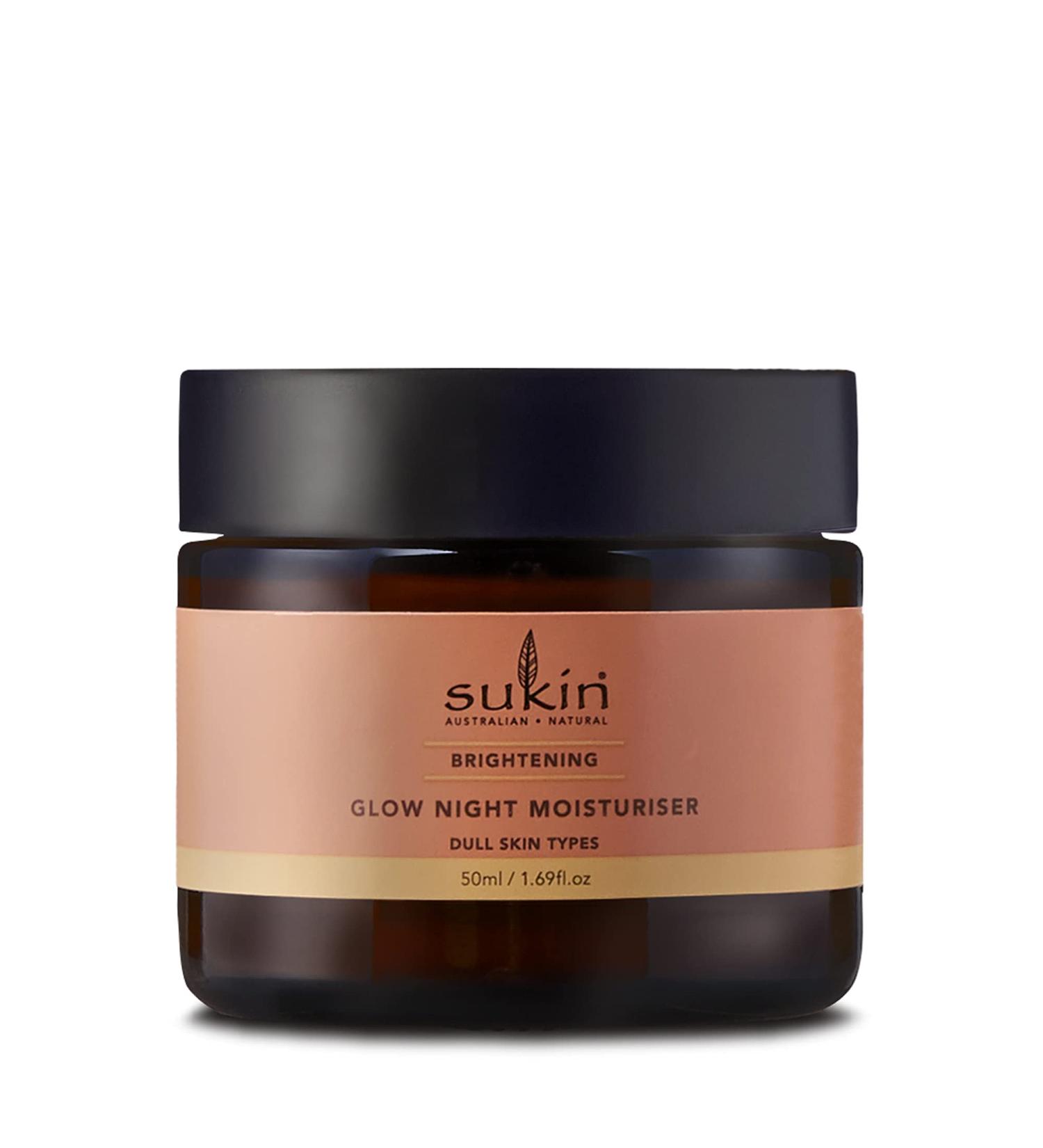 Sukin Brightening Glow Night Moisturiser | Kakadu Plum & Vitamin E | 1.69 oz - Hydrate & Illuminate Your Skin | Best International Shipping - Buy Online on GoSupps.com