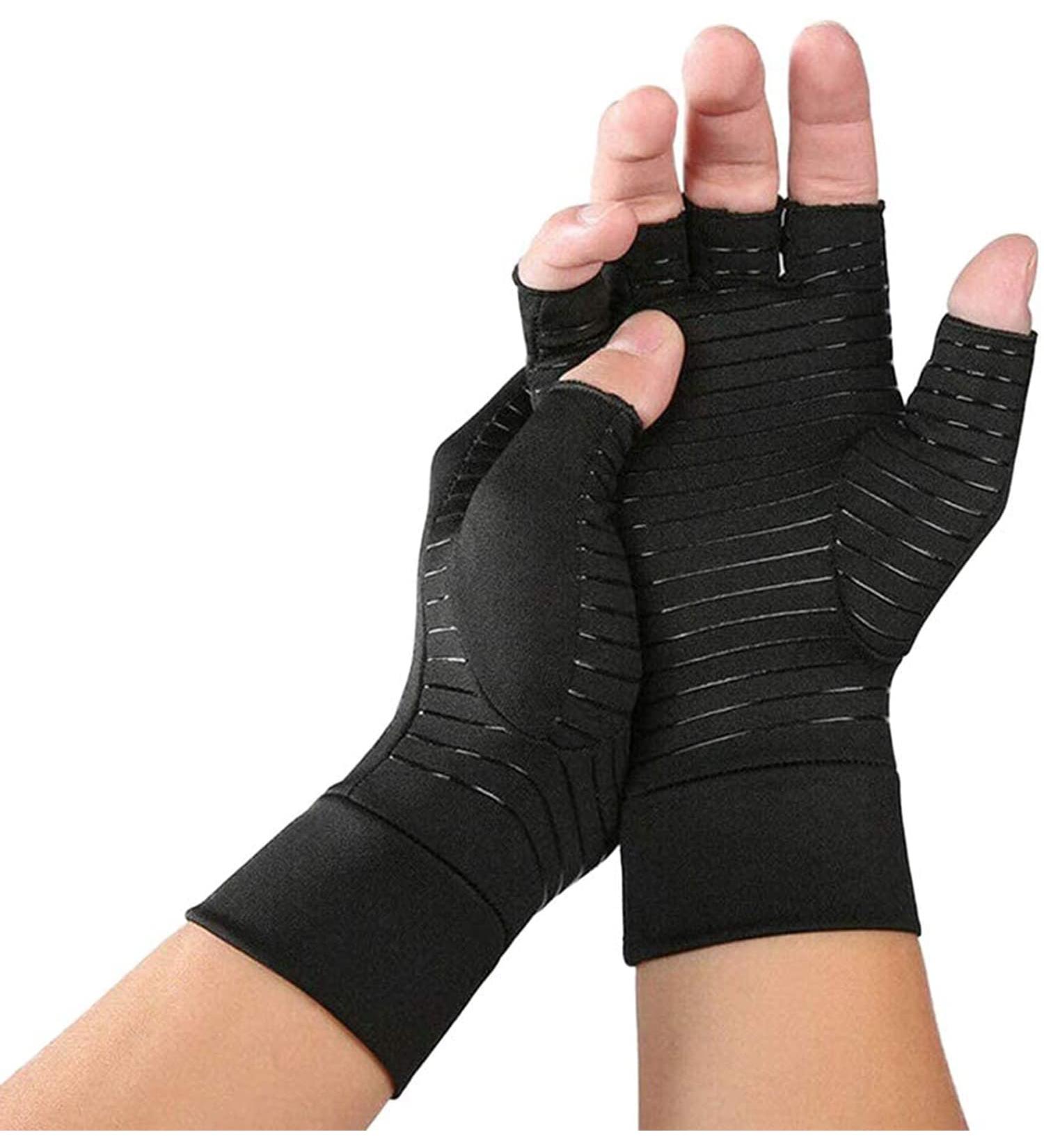 Chargenyang Anti-Slip Compression Arthritis Gloves Fingerless Copper Infused Gloves Pain Relief and Healing Medium - Buy Online on GoSupps.com