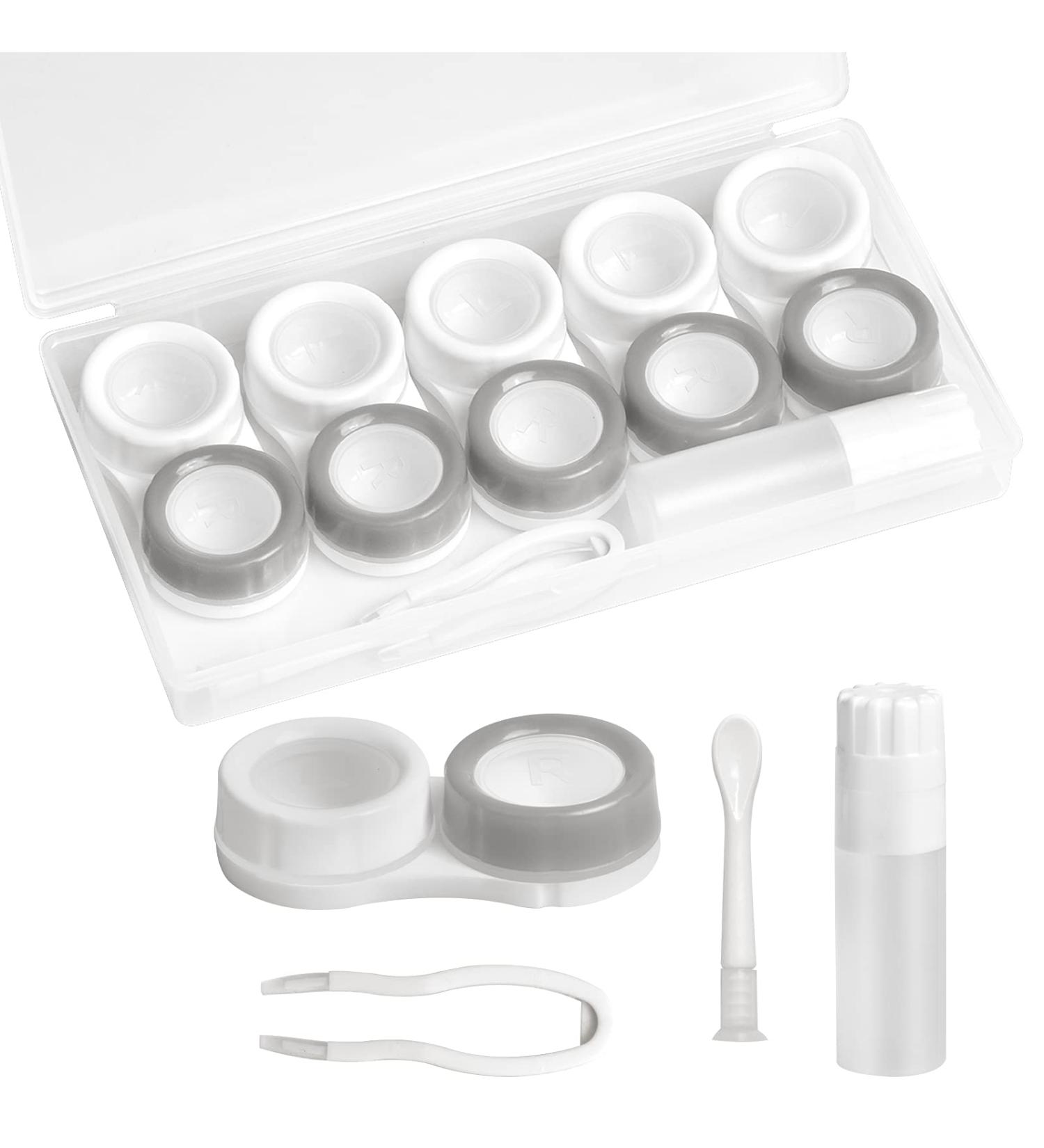Smatime 5-Piece Travel Contact Lens Case - Portable Container for Hard & Soft Lenses - Gray Cosmetic Storage Box - Buy Online on GoSupps.com