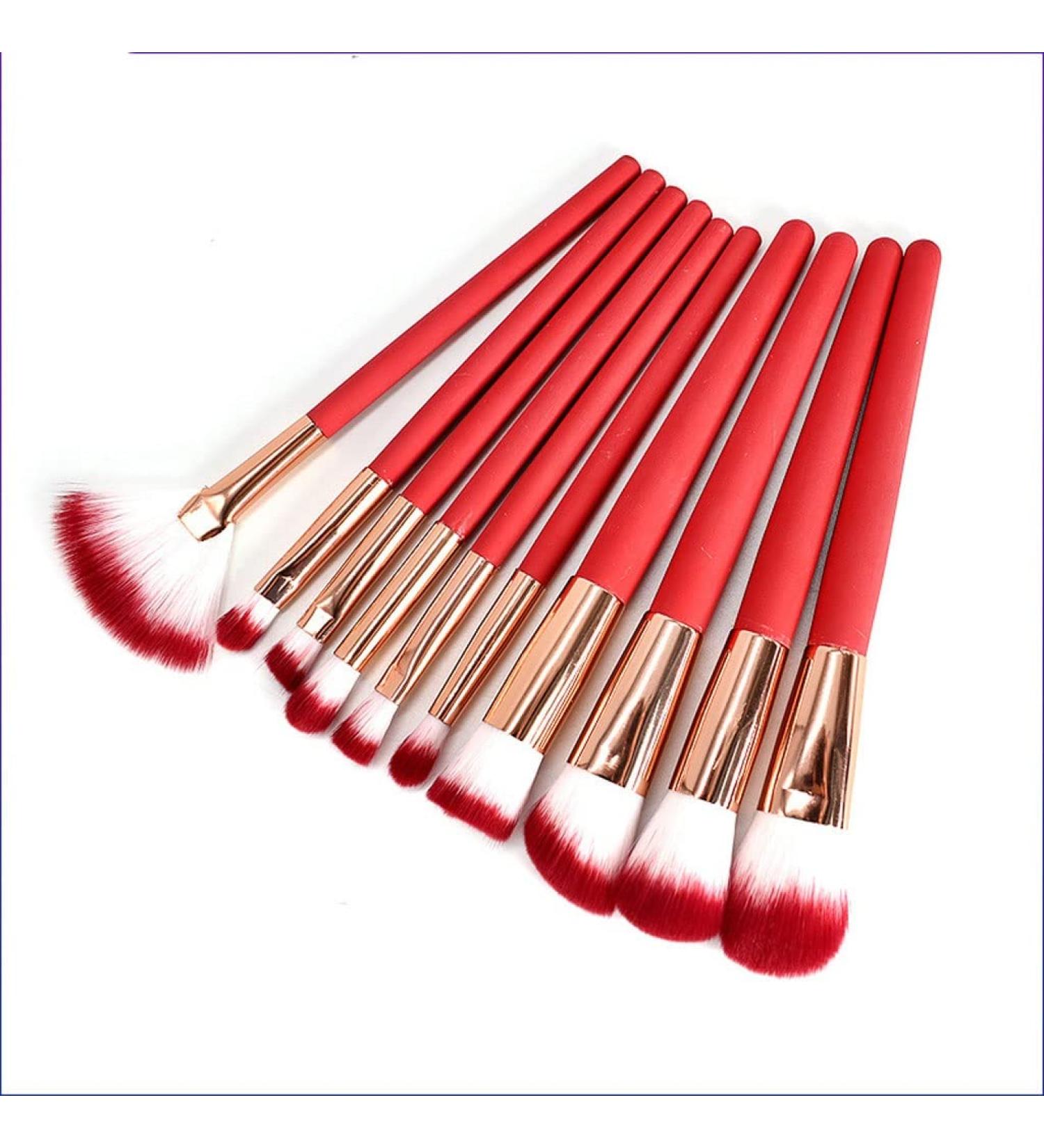 10-Piece Color Changing Handle Makeup Brush Set | Red Foundation & Essential Makeup Tools - Buy Online on GoSupps.com