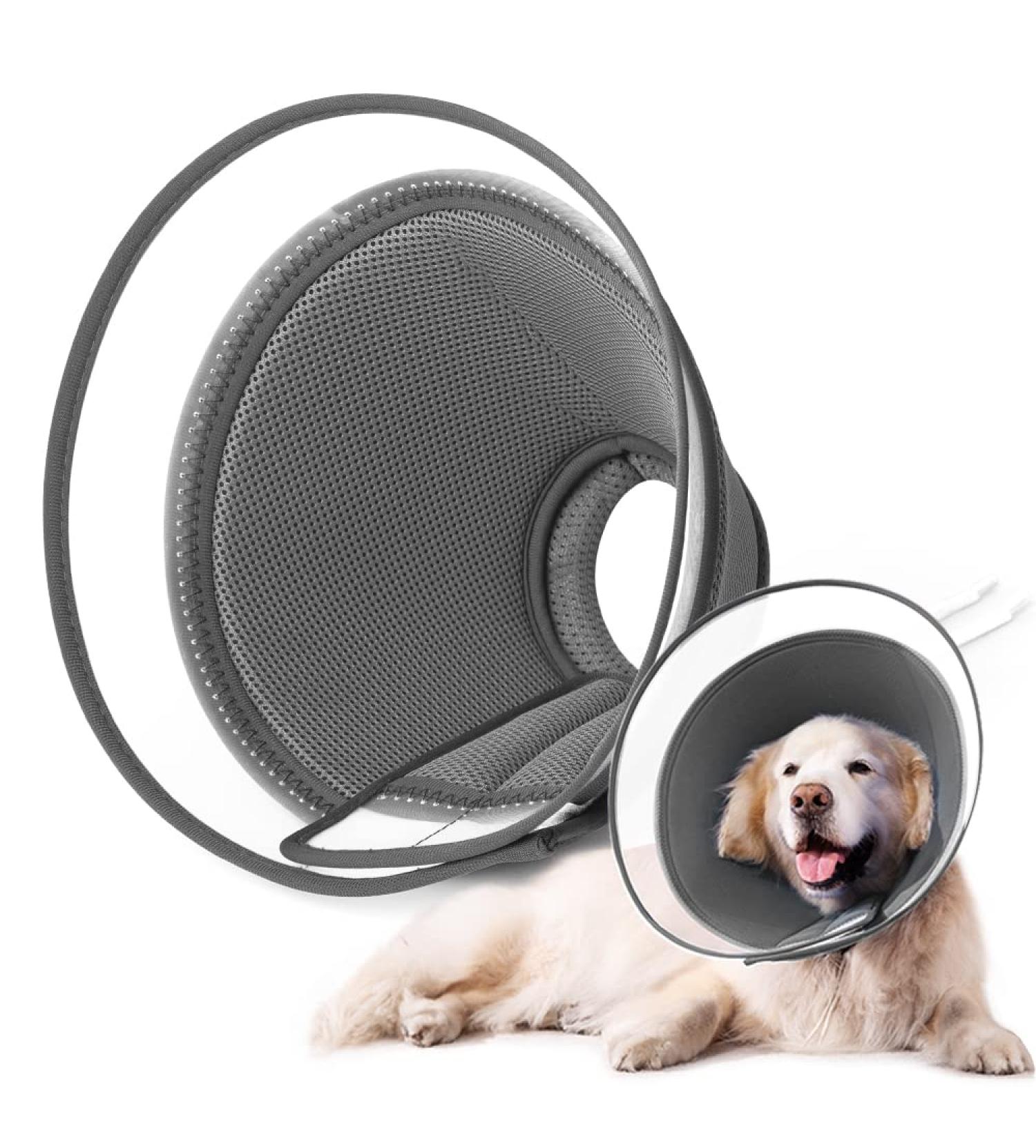 Adjustable Soft Protective Dog Collar Tape | Leak Protection & Breathable Elizabethan Design | Eco-Friendly Recycling | Medium Gray - Buy Online on GoSupps.com