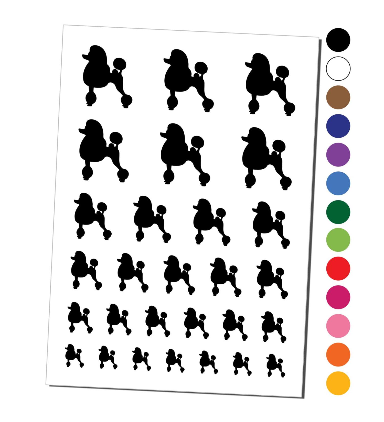 Standard Poodle Black Temporary Tattoo Set - Water Resistant Fake Body Art (1 Sheet) - Buy Online on GoSupps.com