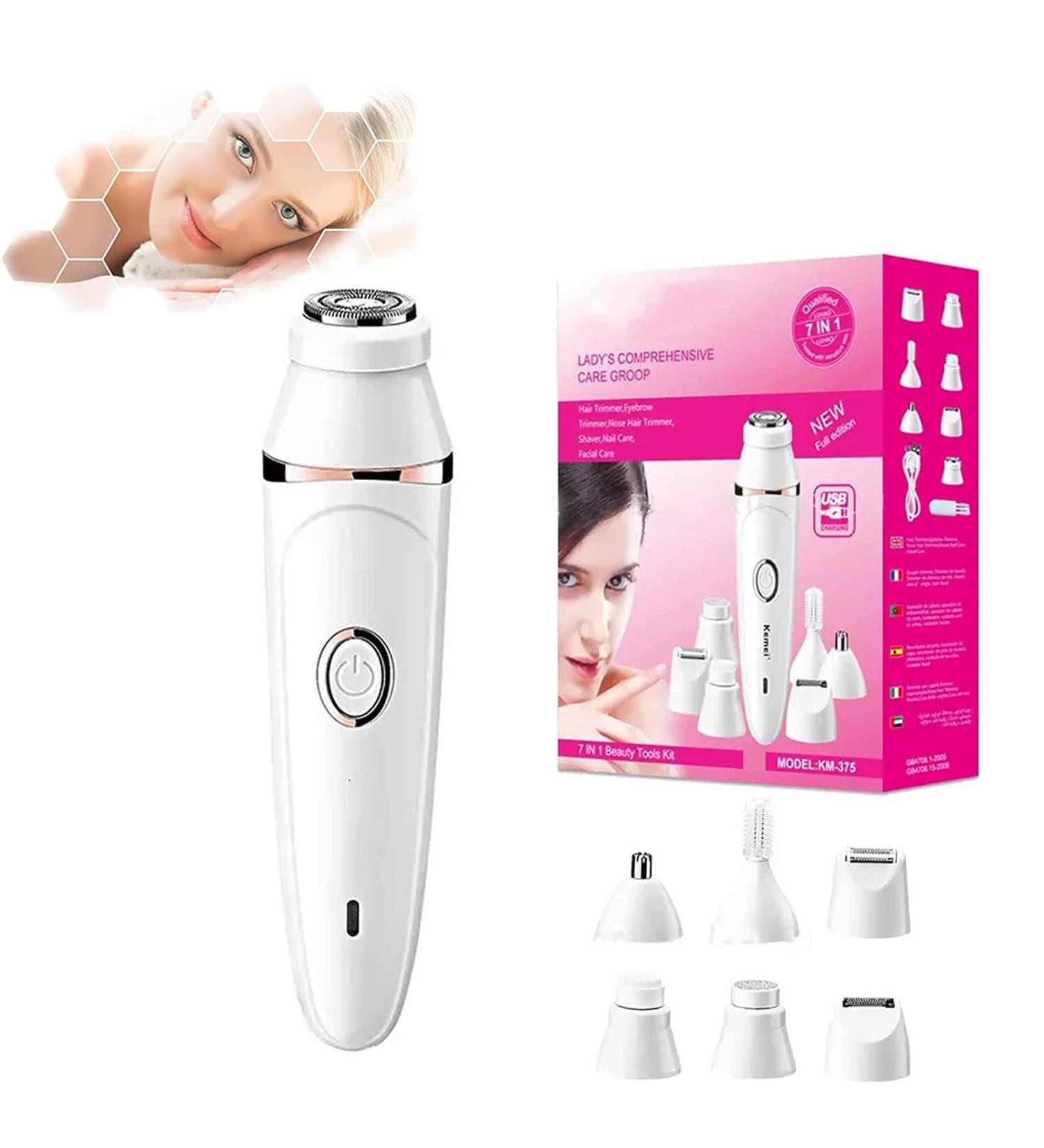 Pluxy Hair Removal for Face Pluxy Facial Hair Remova 7 In 1 Rechargeable Epilating and Cleansing Brush All Skin Types Hair Removal Device - Buy Online on GoSupps.com