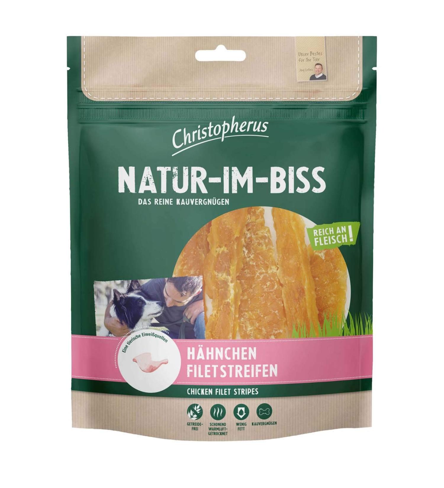 Christopherus chew sticks for dogs chicken fillet strips warm air dried natural bite 70 g