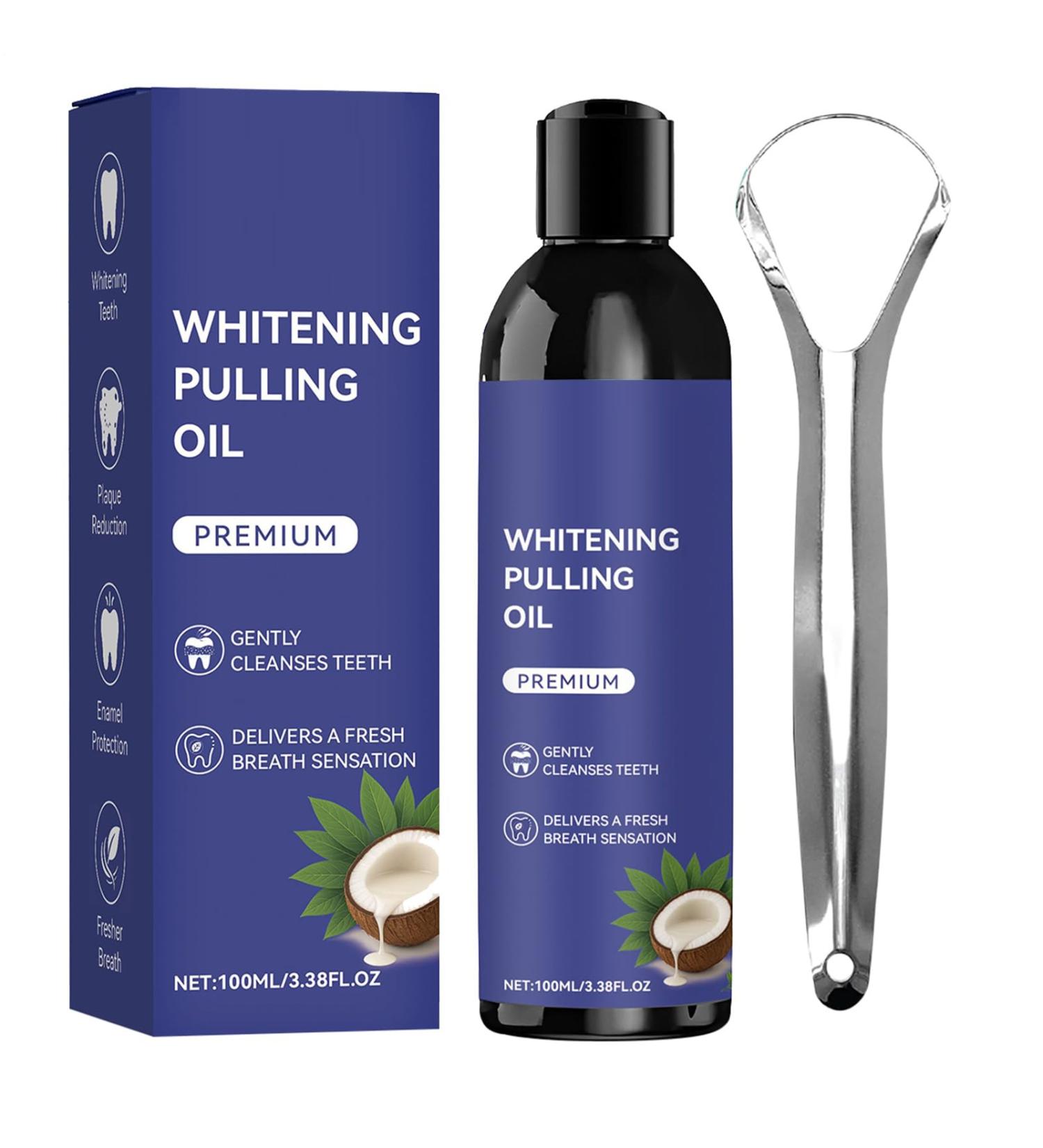 Oil Pulling Mouthwash for Teeth and Gums | 100 ml with Tongue Scraper - Cleans Teeth for Home Travel Evening Meals | Home Travel Morning Evening Sleep - Buy Online on GoSupps.com