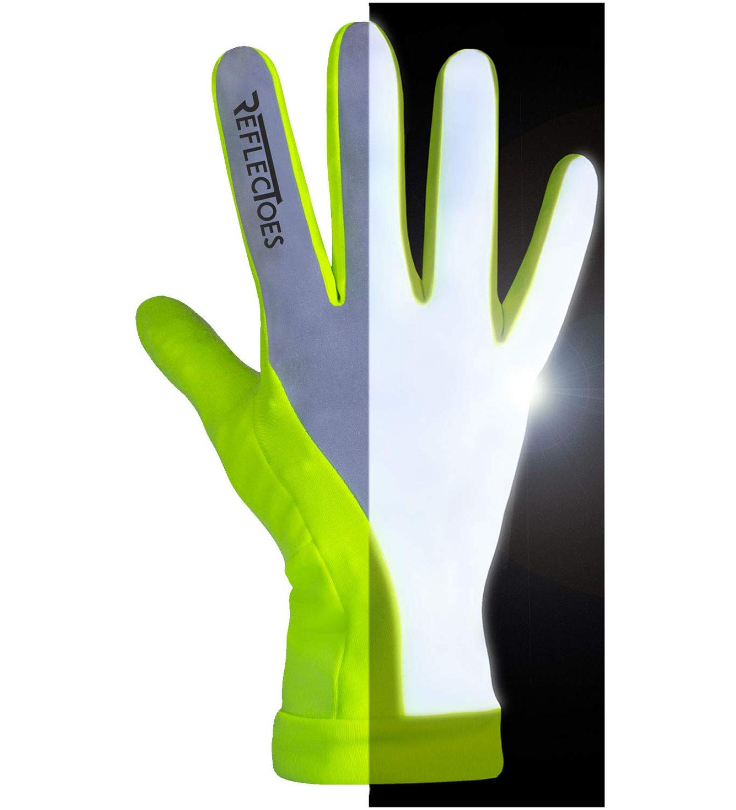 ReflecToes Reflective Running Gloves - Yellow Large - Touchscreen, Lightweight Hi-Vis Winter Gear for Night Jogging - Buy Online on GoSupps.com
