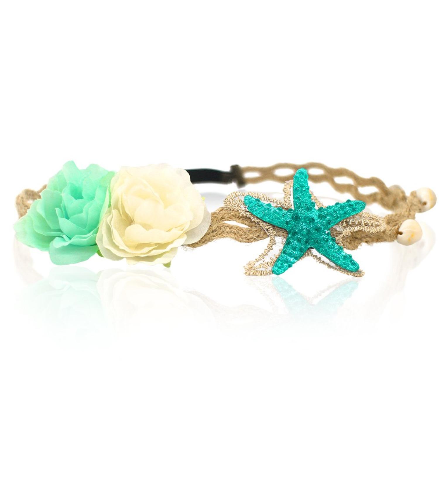 Starfish Shell Wave Headband - Boho Elastic Flowers Hair Accessory - Buy Online on GoSupps.com