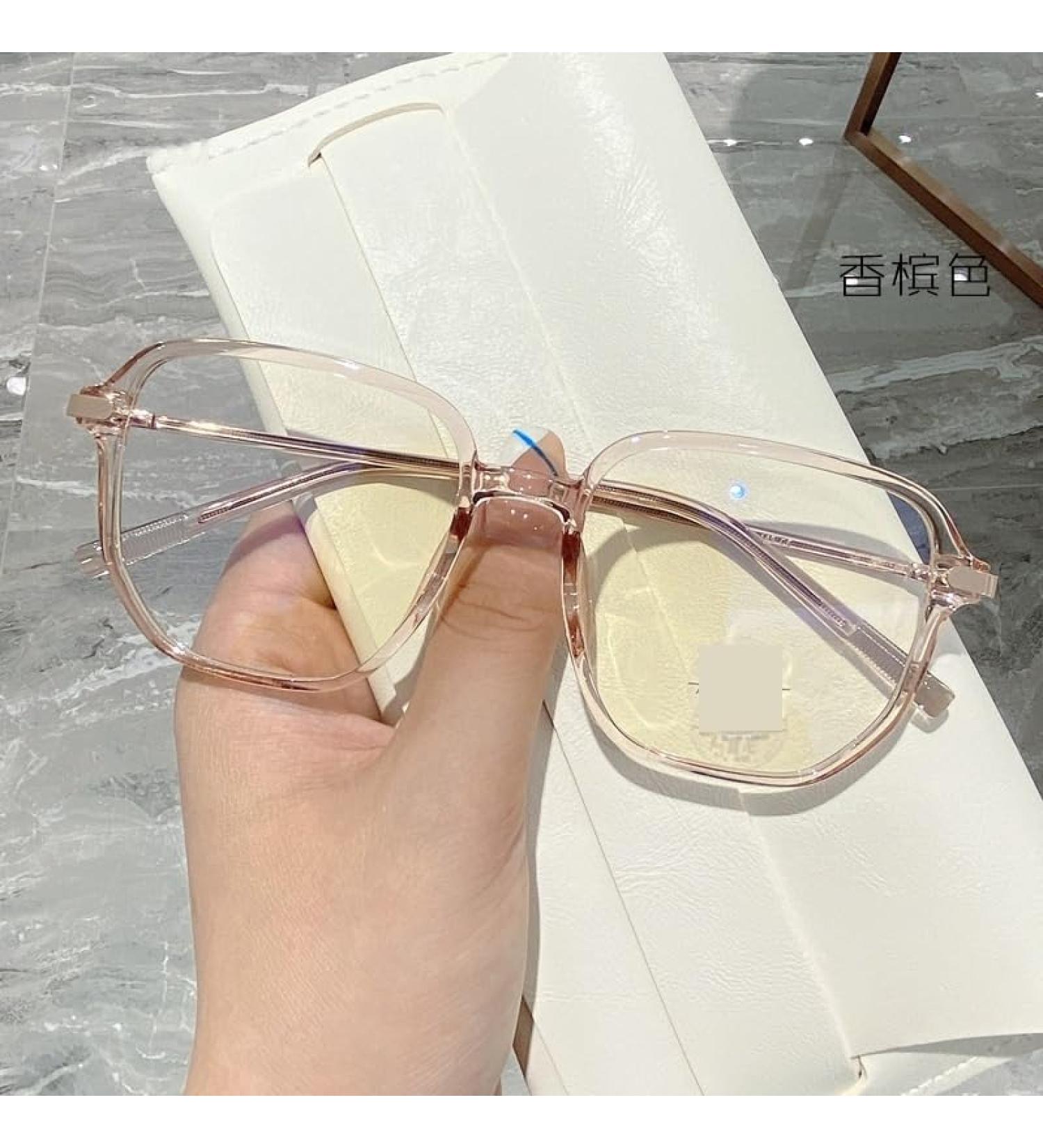Zhuyiqz oversized square anti-blue light computer reader glare-free reading glasses glasses flat light mirror (color: C4 size: +0.00) +0.00 C4