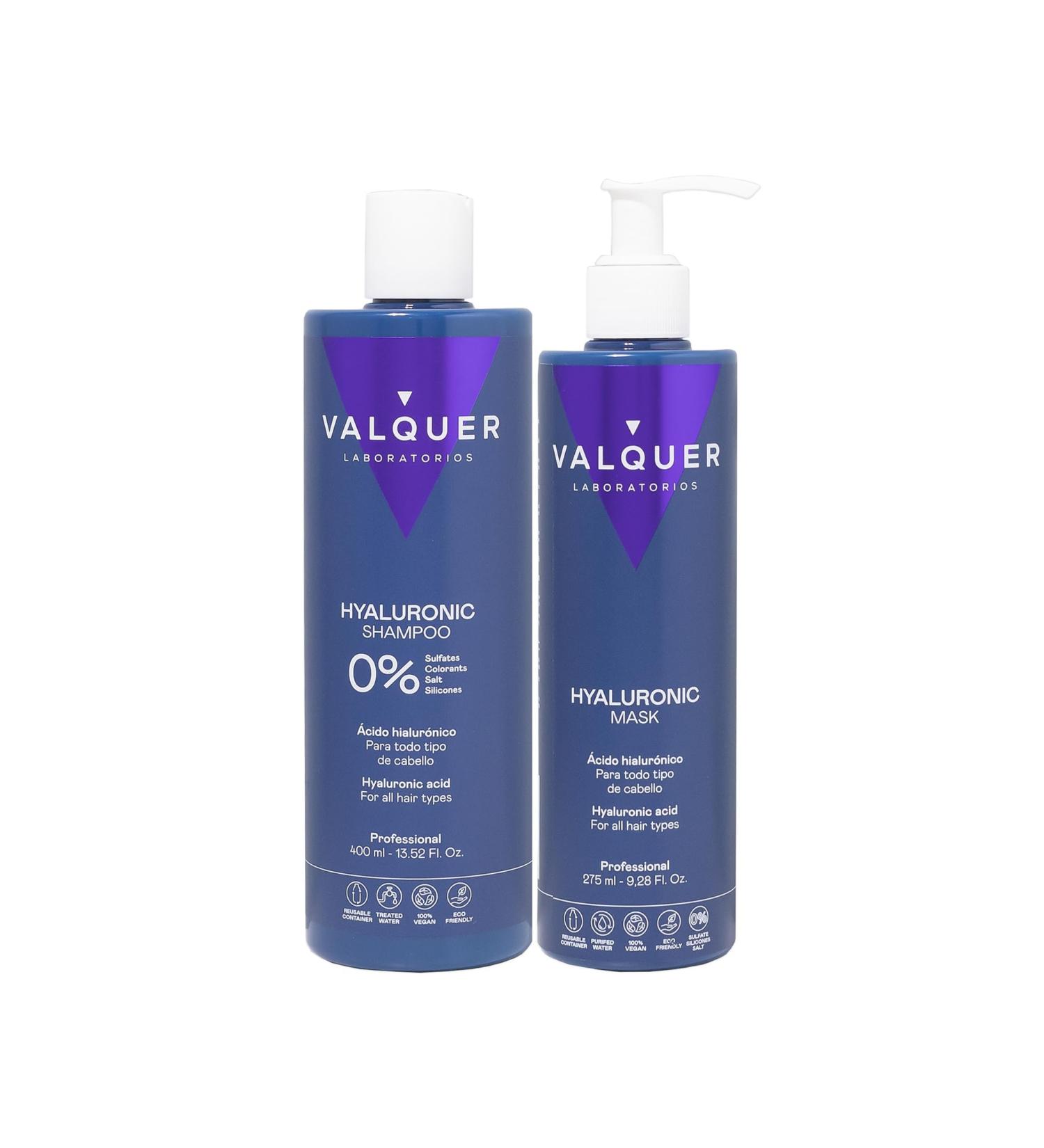  Valquer Laboratorios Valquer Hyaluronic Acid Shampoo and Mask Pack Extra Hydration and Vitality For All Hair Types Zero% - 400 ml + 275 ml - Buy Online on GoSupps.com