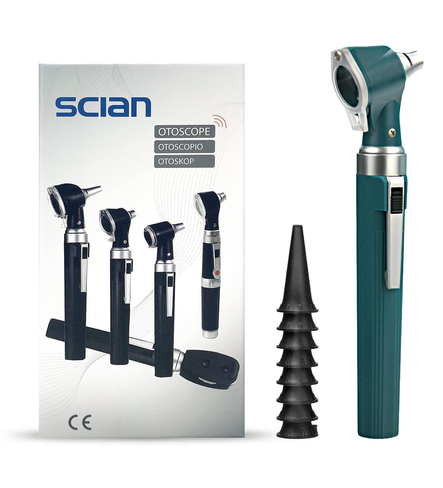 Scian Otoscope Ear Scope with Light Ear Infection Detector Pocket Ear Checker Kit with 3X Magnify lens & 8 Speculum Tips for Kids Elders Dogs Home Use (Green) - Buy Online on GoSupps.com