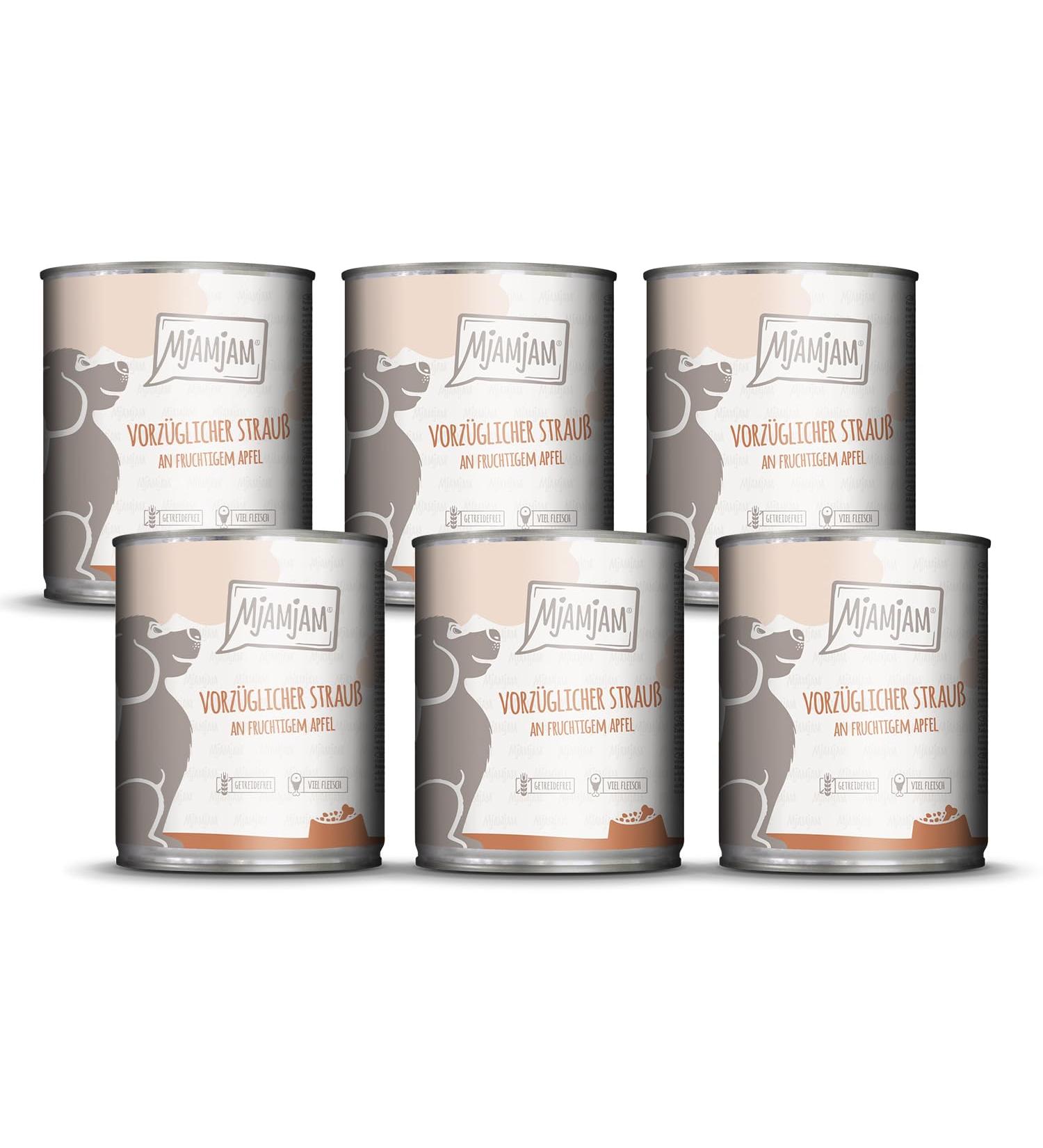 MjAMjAM - Premium wet food for dogs - exquisite bouquet of fruity apples 6 pack (6 x 800g) grain free extra rich in meat