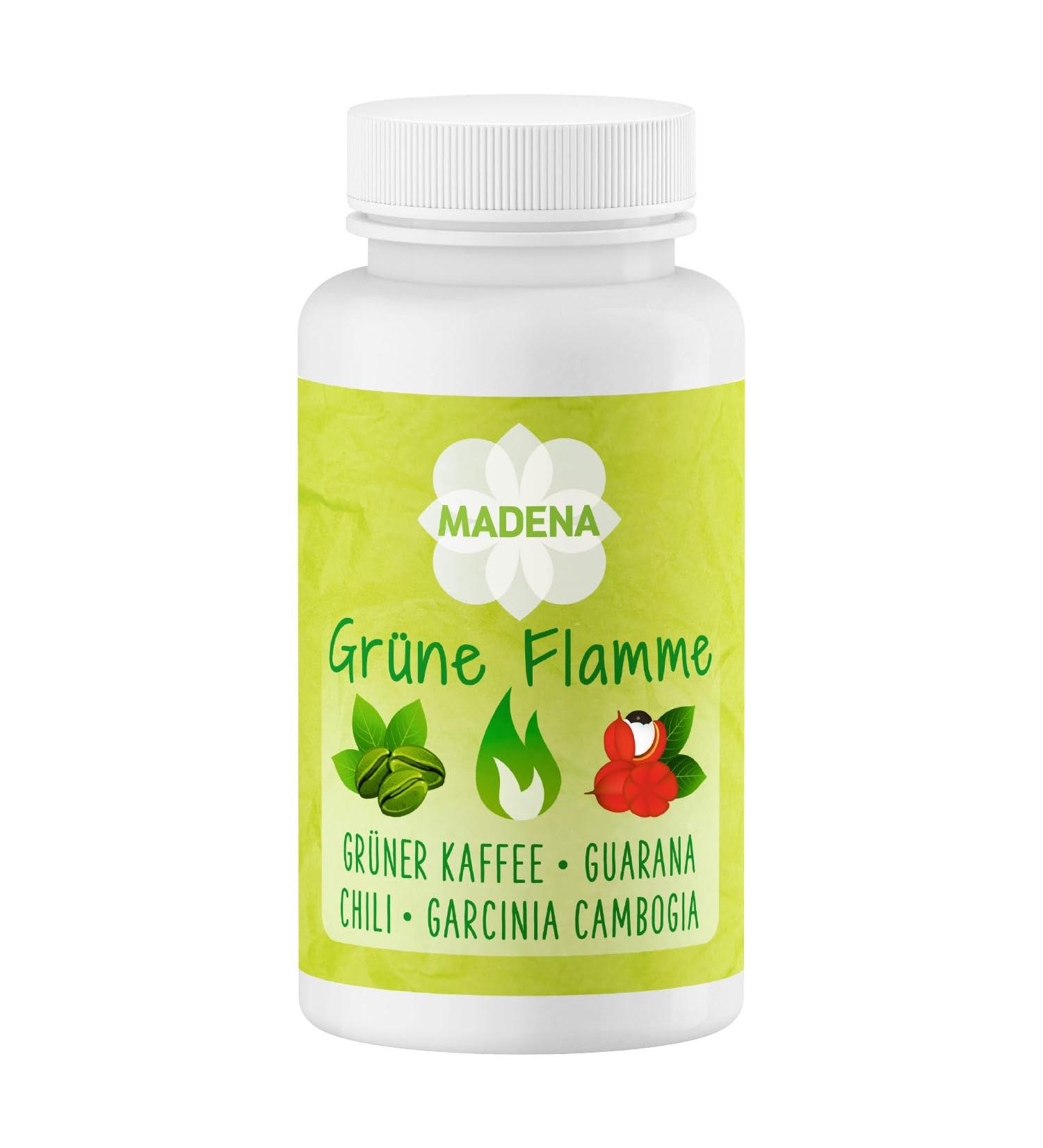 Madena Green Flame | High Dose Green Coffee Extract Garcinia Cambogia & Guarana | 100 Capsules for Weight Loss - Buy Online on GoSupps.com