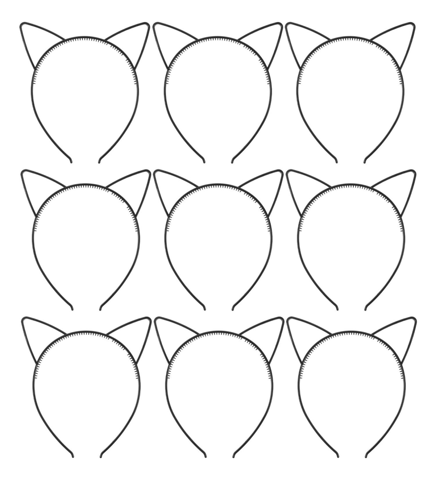 Frcolor 10 Pieces Cat Ears Headband Set - Black Party Costume Accessories for Kids & Adults - Buy Online on GoSupps.com