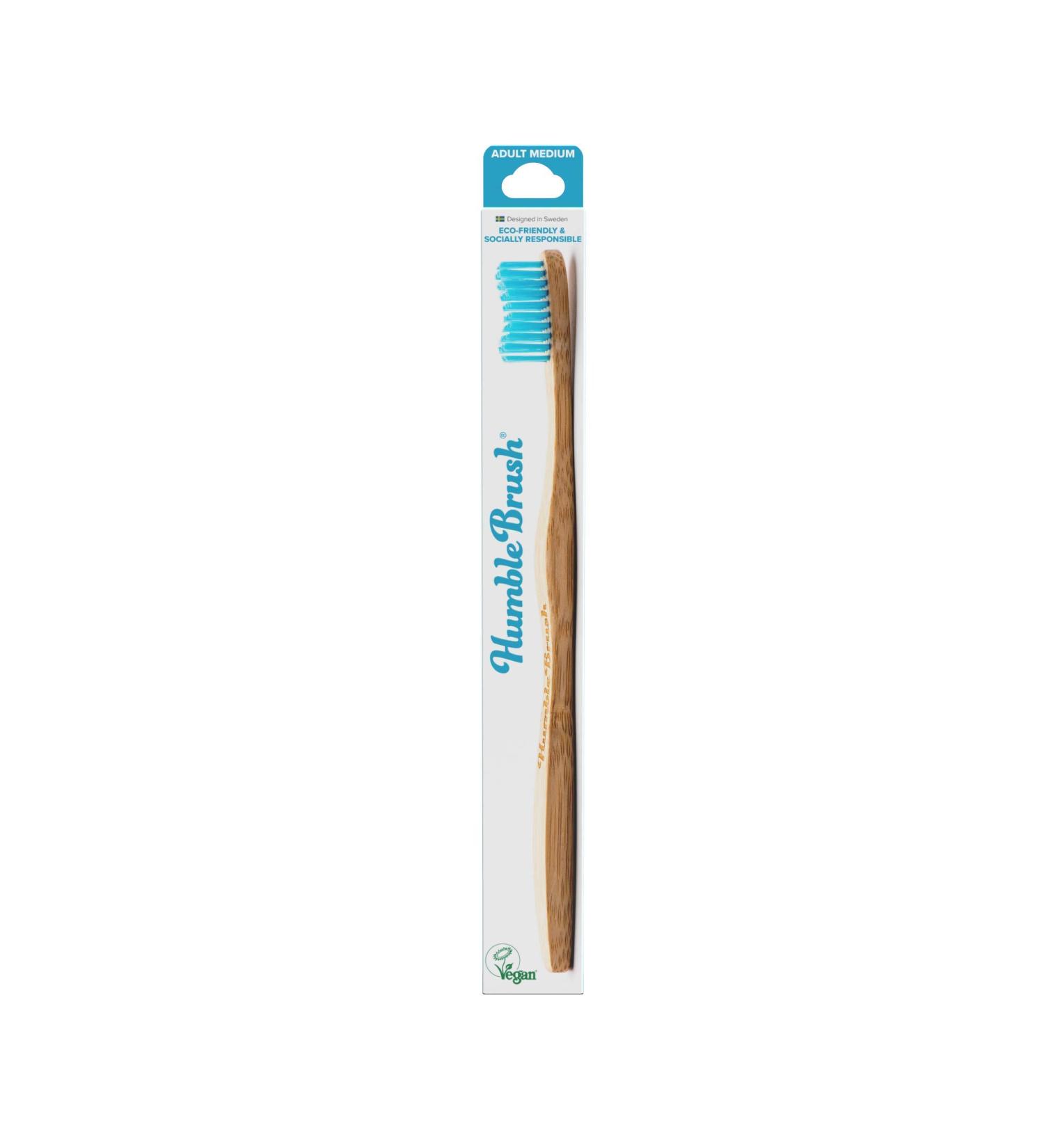 Humble Brush Adult Toothbrush - Medium Bristles Blue | Eco-Friendly Sustainable Oral Care - Buy Online on GoSupps.com