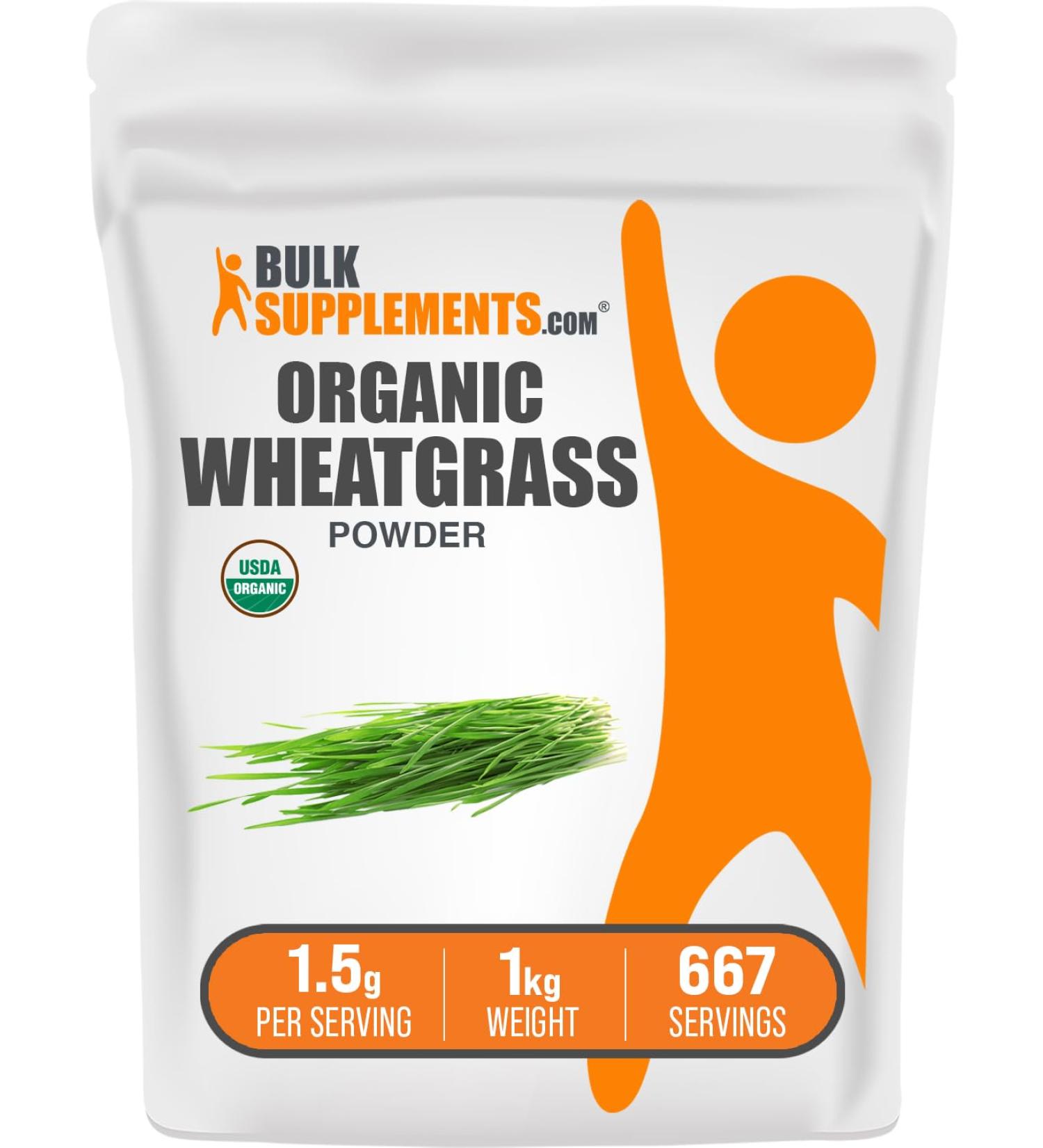 BulkSupplements.com Organic Wheatgrass Powder - Organic Super Greens Powder Superfoods Supplement - Vegan & Gluten Free 1.5g per Serving 1kg (2.2 lbs) (Pack of 1) 35.27 Ounce (Pack of 1) - Buy Online on GoSupps.com