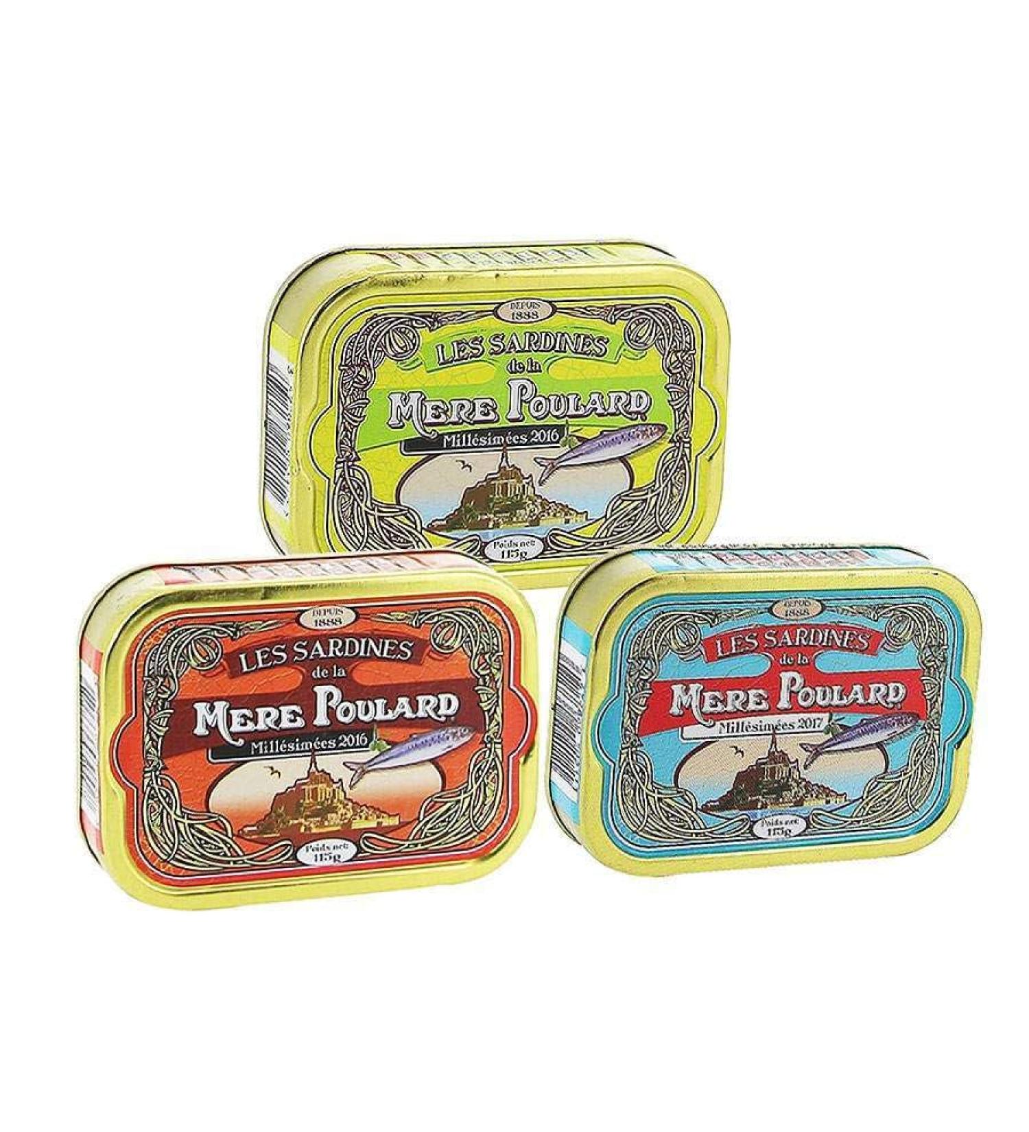 Lot of 3 cans of sardines 115g from Mère Poulard - Produits-Normandie