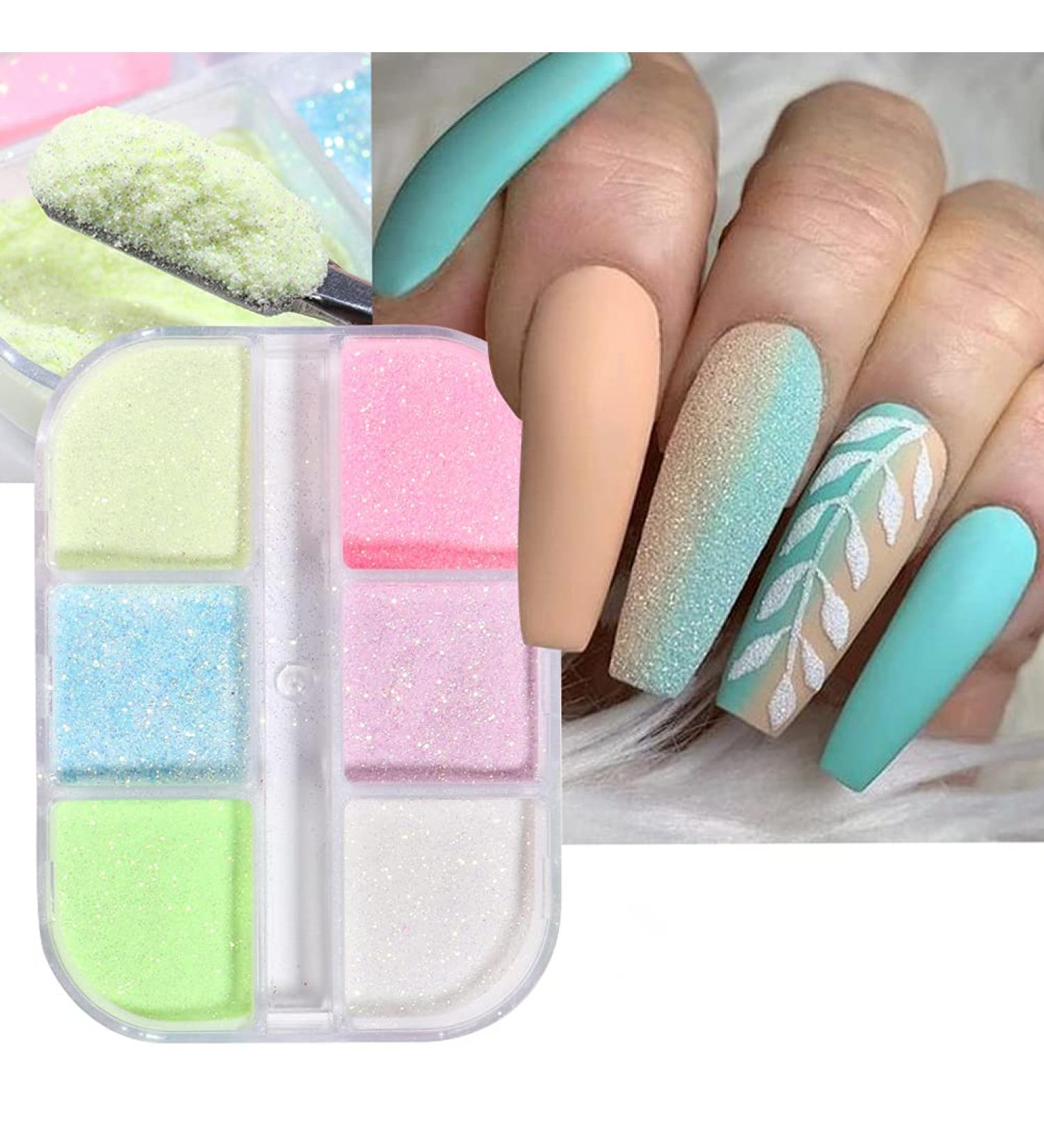 6 Colors Holographic Luminous Nail Powder Glitter Kit - 3D Sparkly Fluorescent Pigments for Acrylic Nails - Mermaid Shinning Glitters for Manicure Tips and Decorations - Buy Online on GoSupps.com
