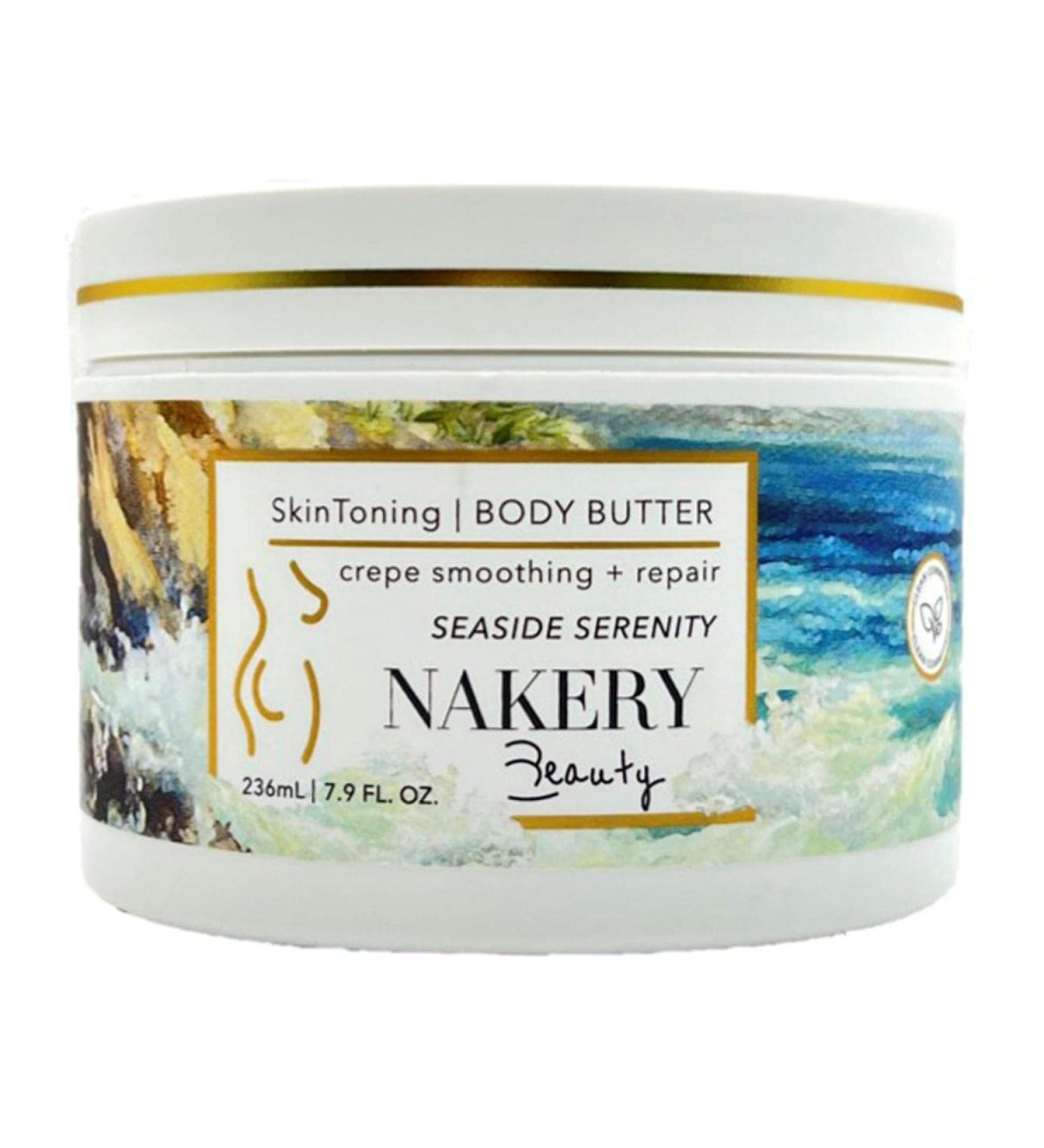 Nakery SkinToning Body Butter | Crepe Smoothing + Repair | Infused with Niacinamide Caffeine Tri-Hyaluronic Acid (Seaside Serenity) - Buy Online on GoSupps.com