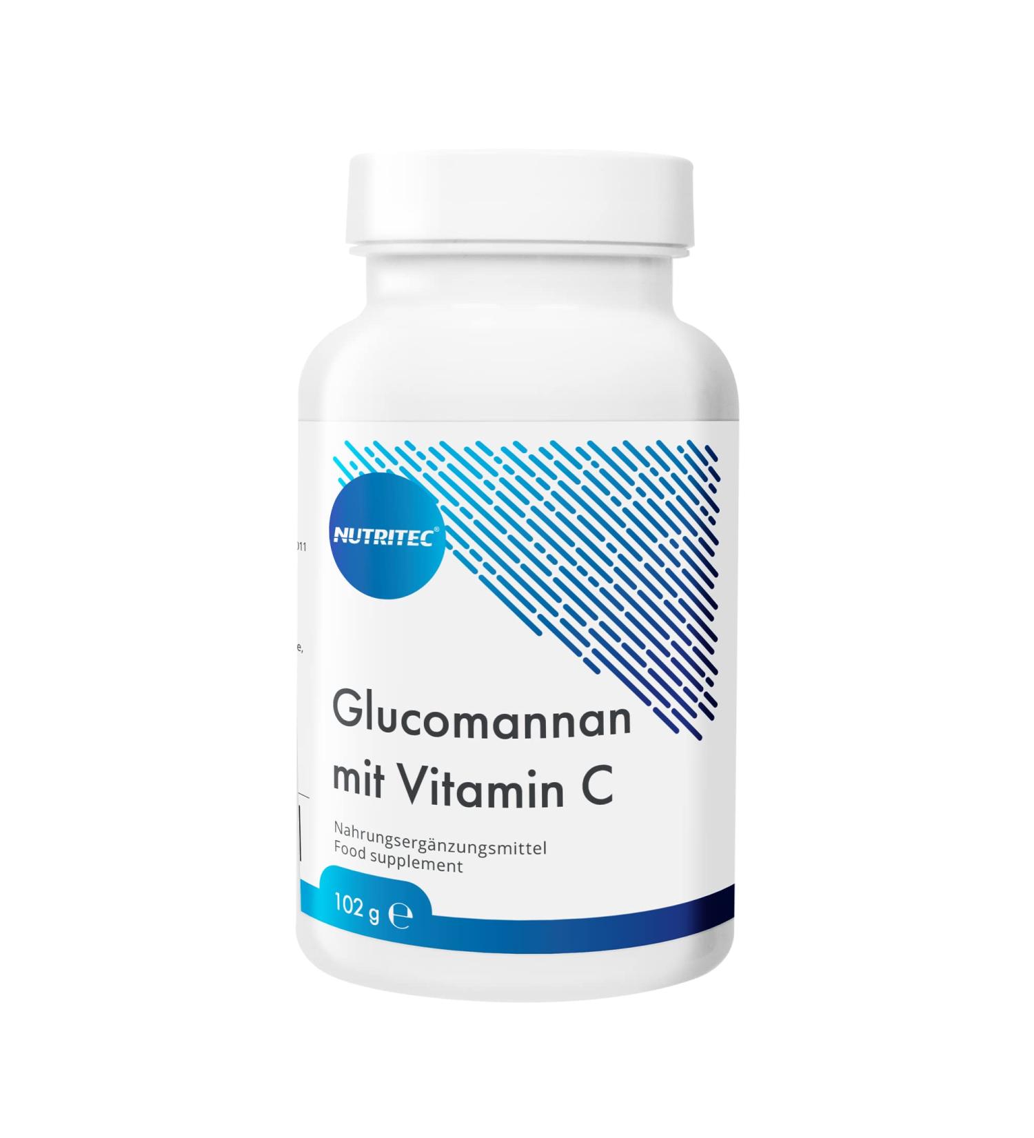 Nutritec Glucomannan with Vitamin C - Vegan Dietary Supplement 120 Capsules Pure Konjac Root - Optimize Weight Management & Boost Immunity - Buy Online on GoSupps.com