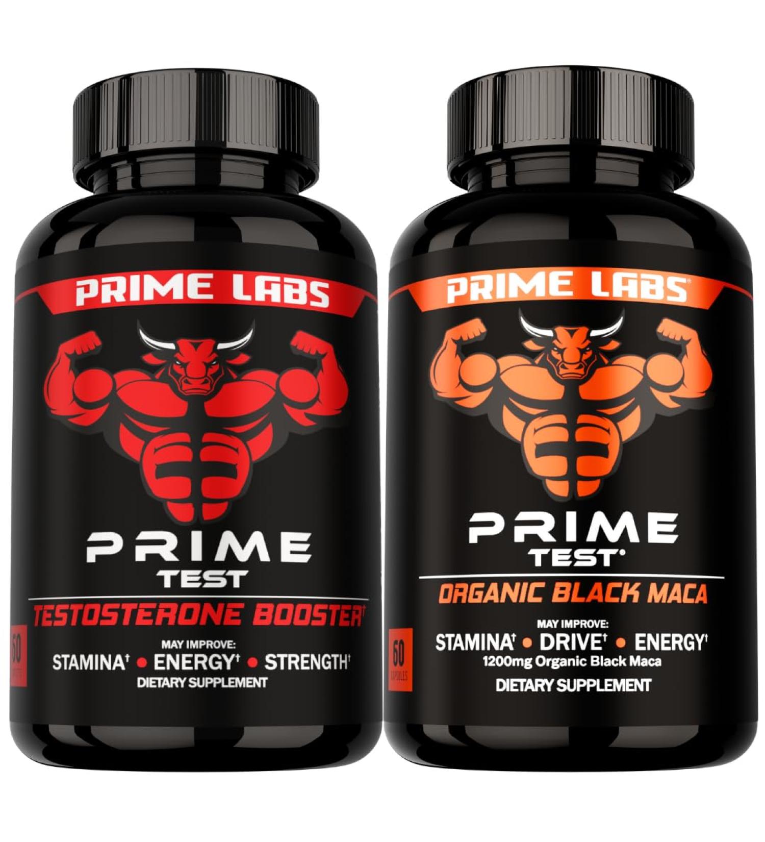 Prime Labs Prime Test Testosterone Booster + Organic Black Maca Capsules - 60 Count Each - Buy Online on GoSupps.com