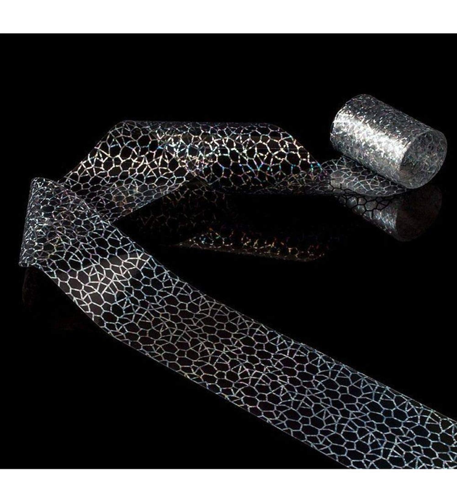 Nail art - nail foil - transfer foil - silver holo net/clear background - 1400-287