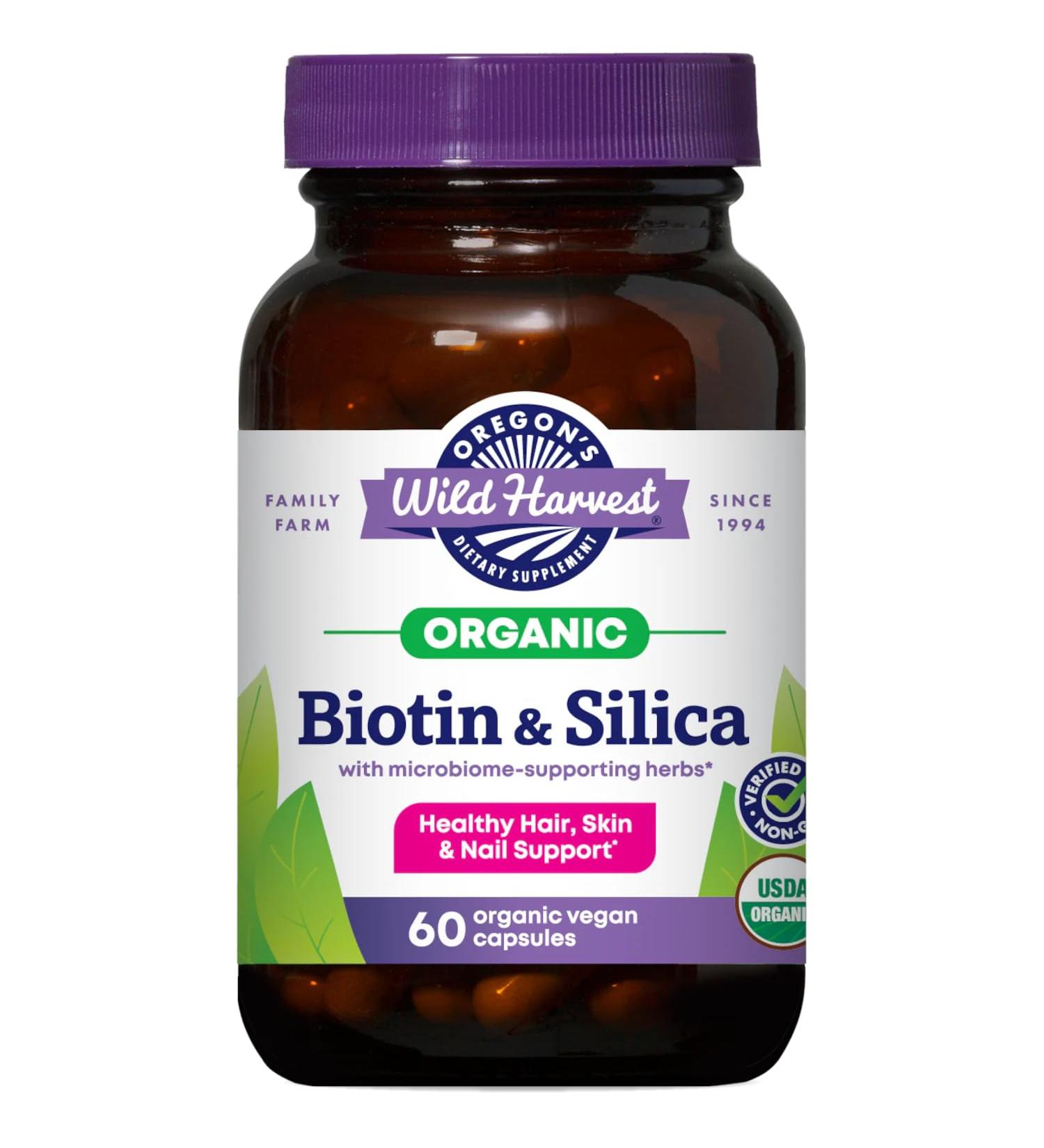 Oregon s Wild Harvest Biotin & Silica USDA Certified Organic Vegan Capsules for Hair Skin & Nail Support with Microbiome-Supporting Herbs Non-GMO 60 Count - Buy Online on GoSupps.com