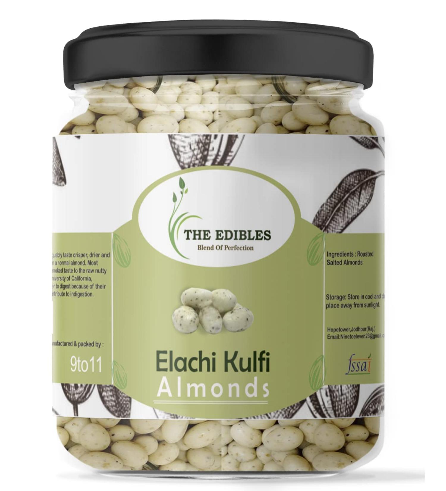 THE EDIBLES Coated Nuts -Kulfi Almond 200 gm| Elachi Kulfi Almonds |Coated with Indulgent Natural Chocolate_Packing May Vary - Buy Online on GoSupps.com