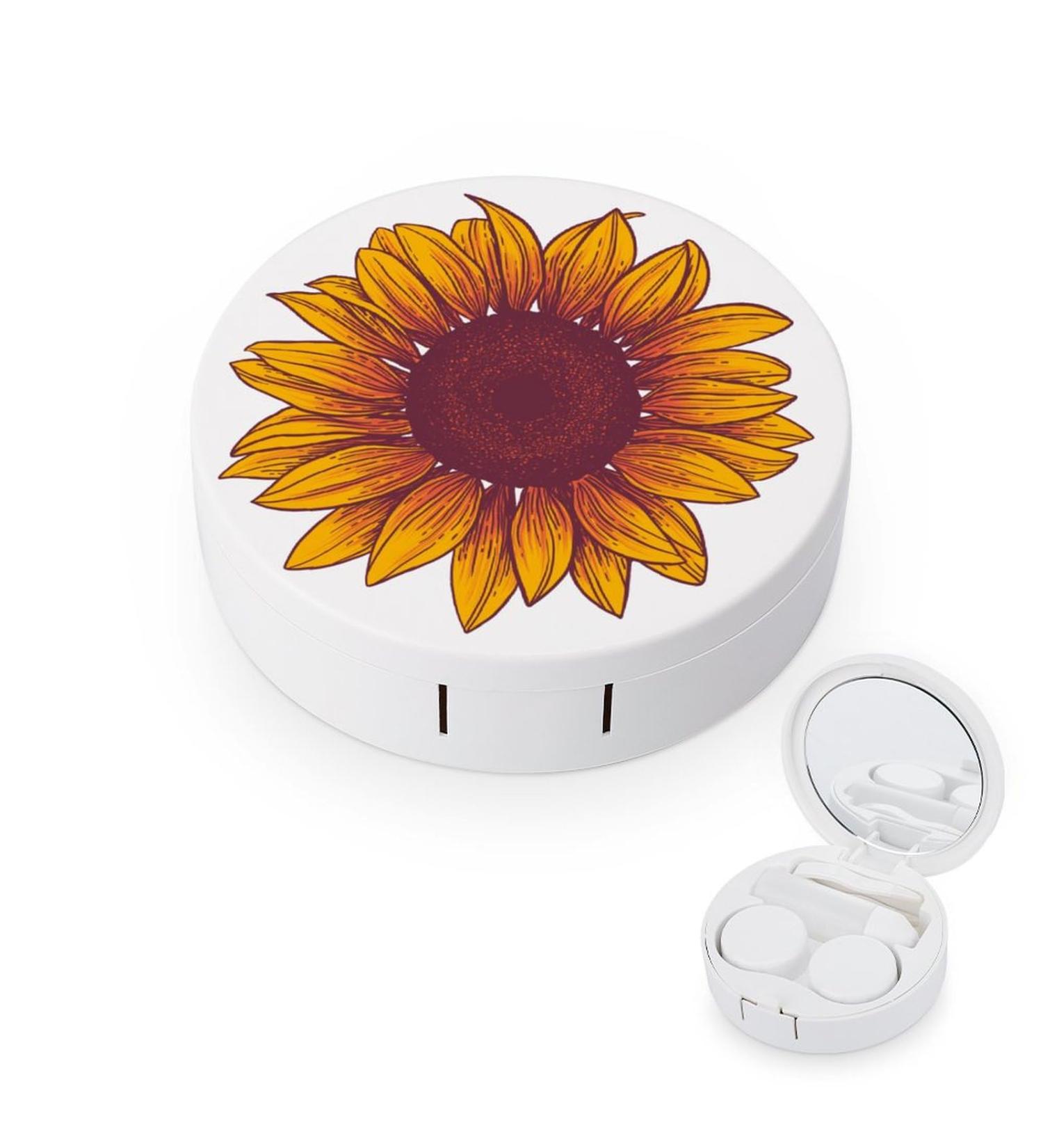 Sunflower Contact Lens Case - Cute Travel Portable Kit with Mirror for Daily Outdoor Use - International Shipping Available - Buy Online on GoSupps.com