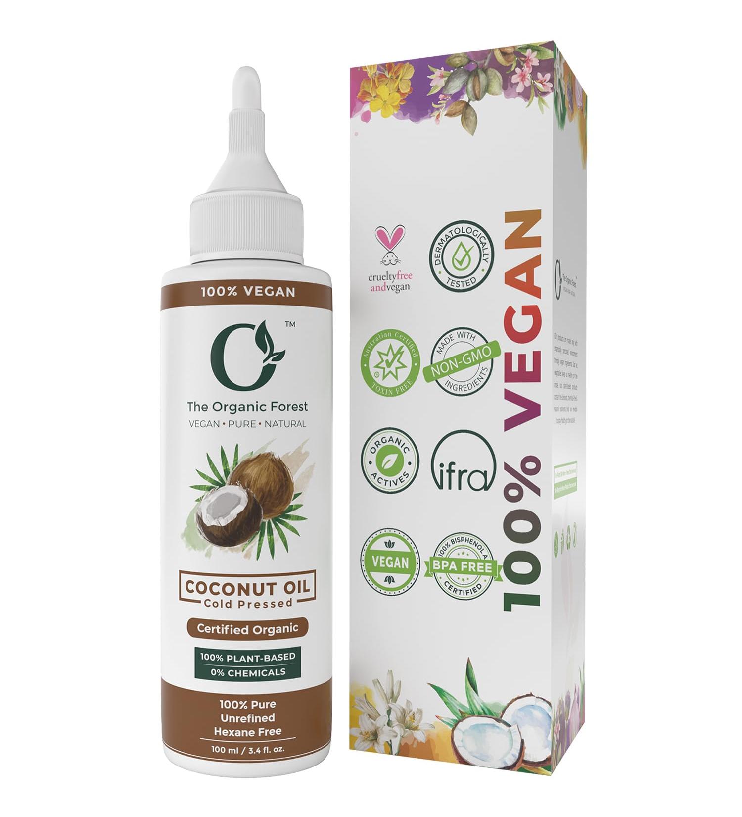 Organic Forest Cold Pressed Coconut Oil for Hair and Skin - 100% Chemical Free, Unrefined, Natural | 100 ML - Buy Online on GoSupps.com