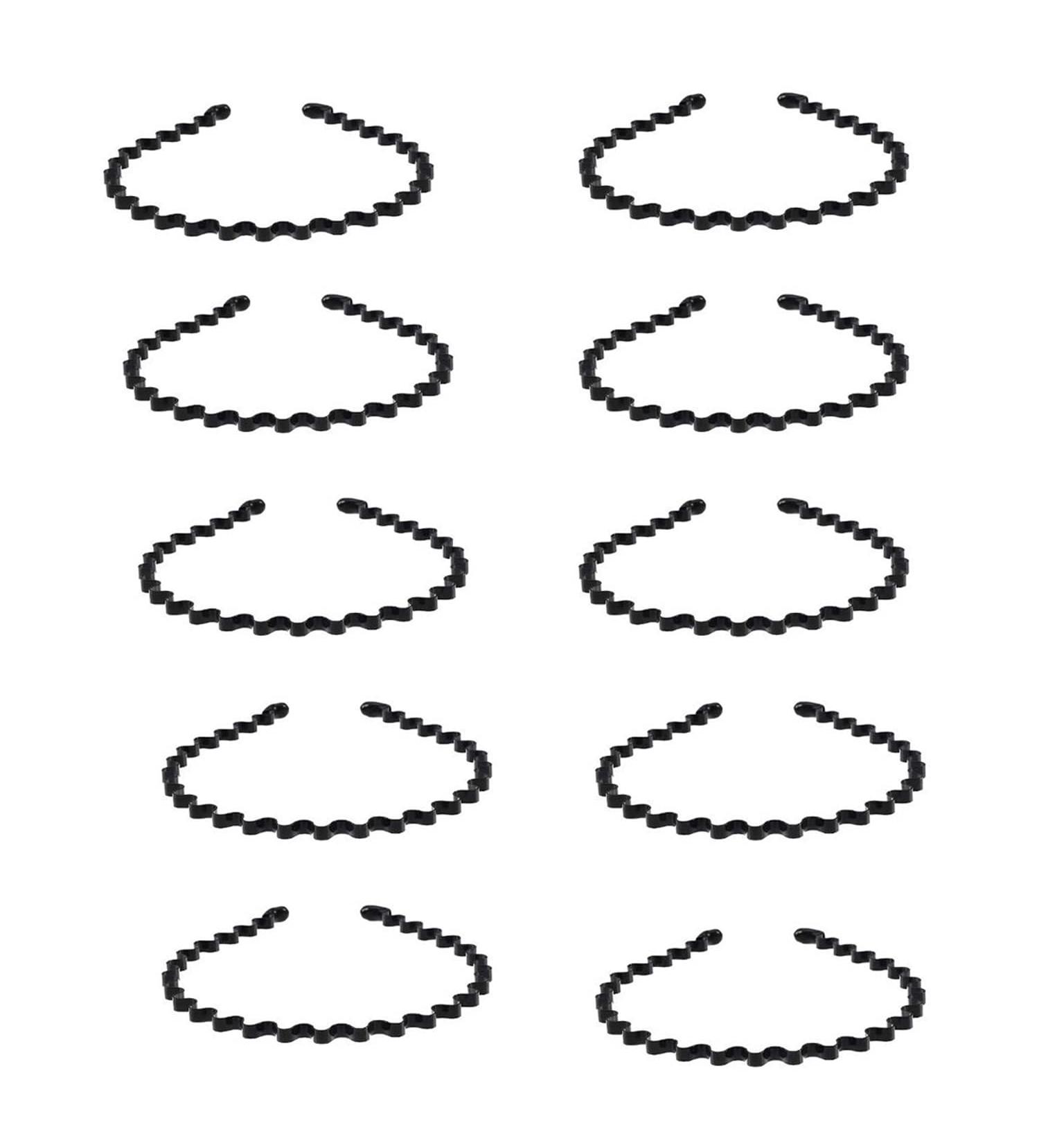 Metal hair band for women and men 10 pieces black wave hair ripe women non-slip elastic hair ripe men several styles suitable for sports fitness daily make-up